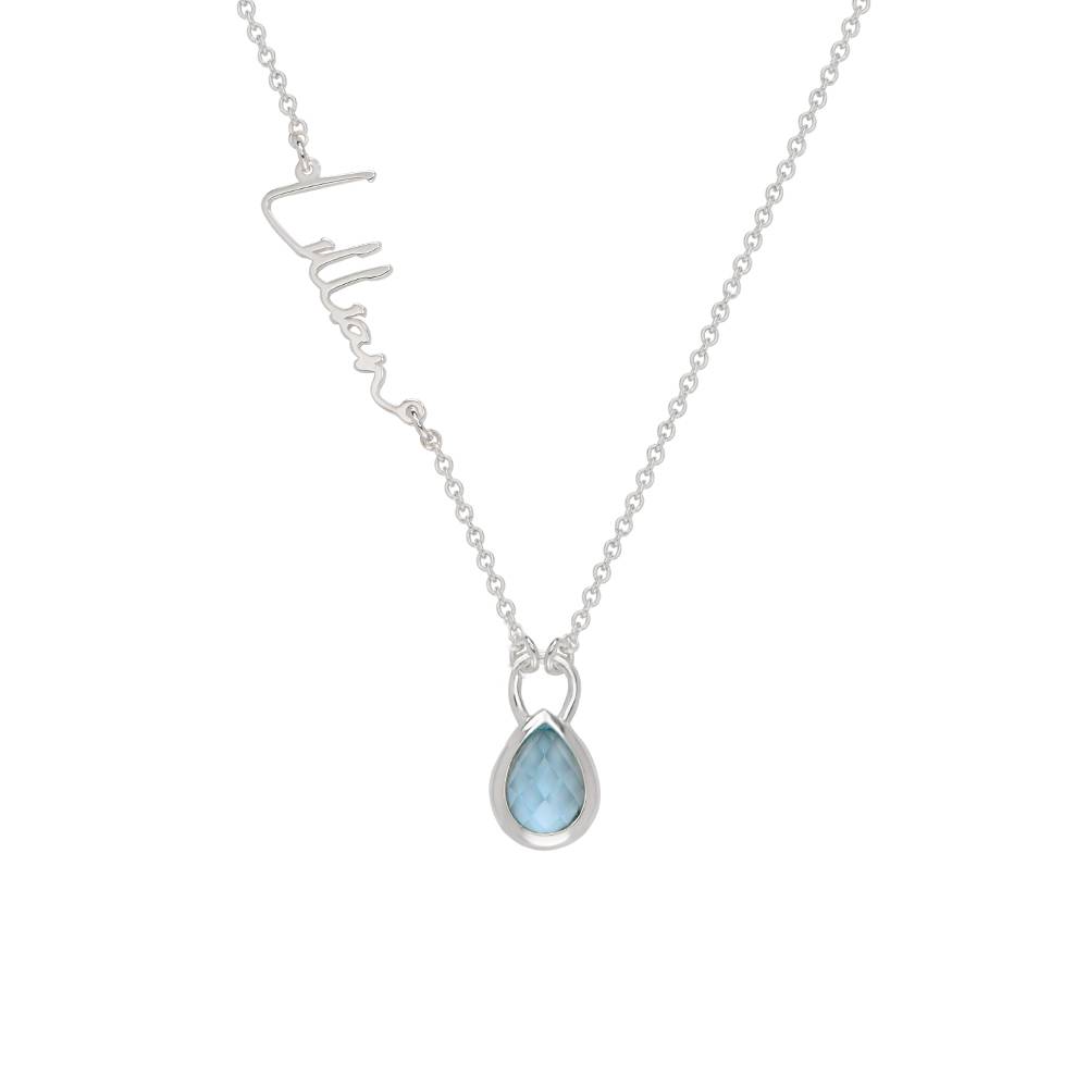 Annie Teardrop Name Necklace with Gemstones in Sterling Silver