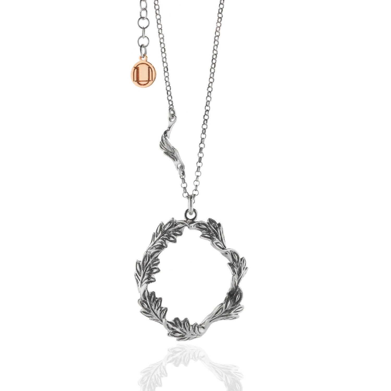 Antigua Sterling Silver Necklace With Leaf Circle Pendant – Nature Inspired Elegant Jewelry For Women