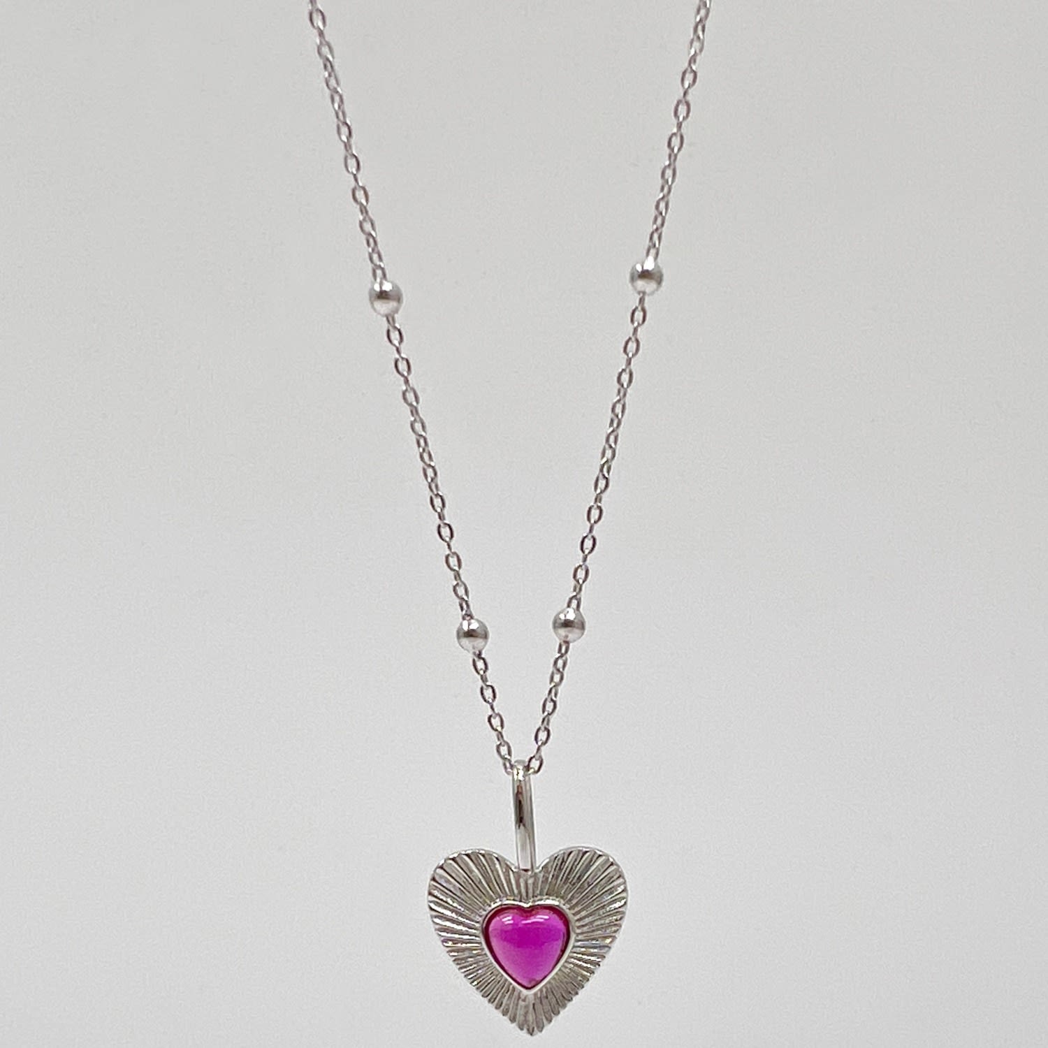 Antique Style Sterling Silver With Heart Pendant Necklace