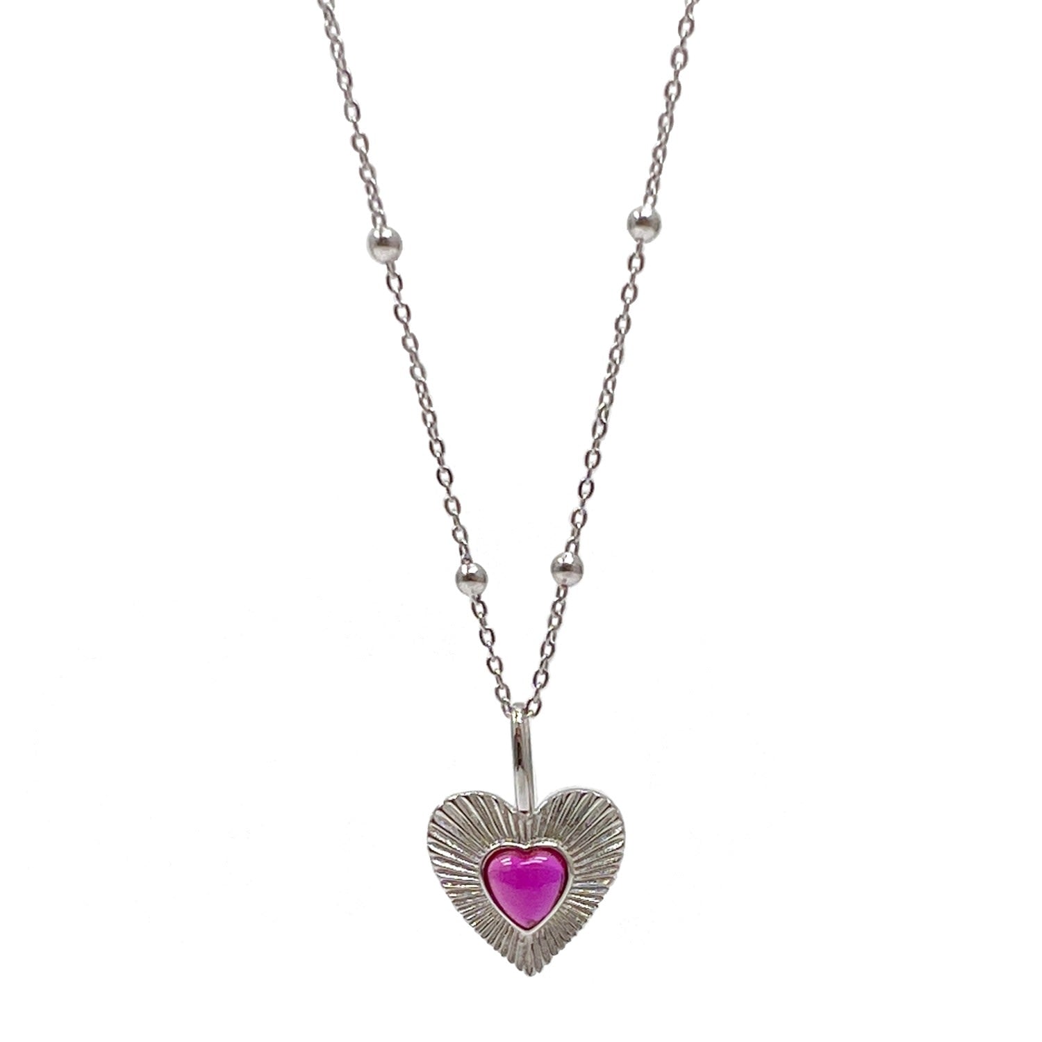 Antique Style Sterling Silver With Heart Pendant Necklace