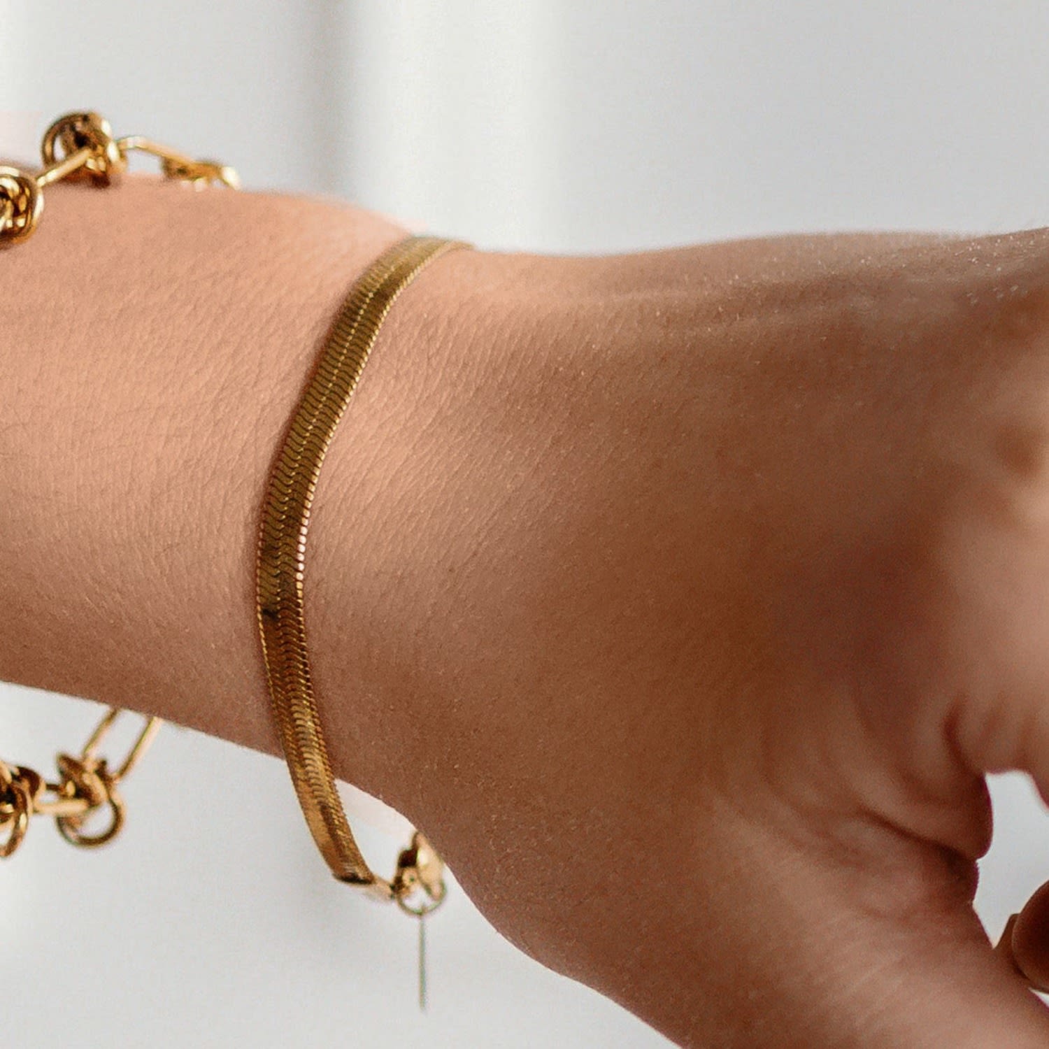 Antonette Flat Herringbone Snake Chain Bracelet