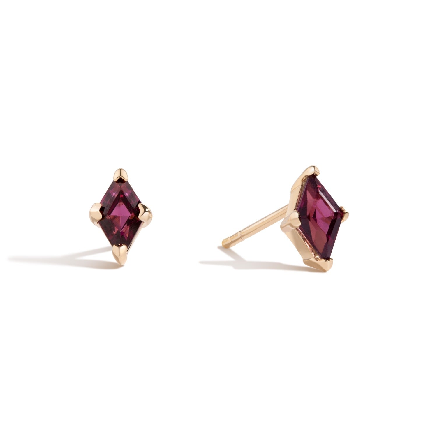 Anything Could Happen Lozenge Stud Earrings - 18K Gold Vermeil Lozenge Stud Earrings With Rhodolite Garnet Gemstones