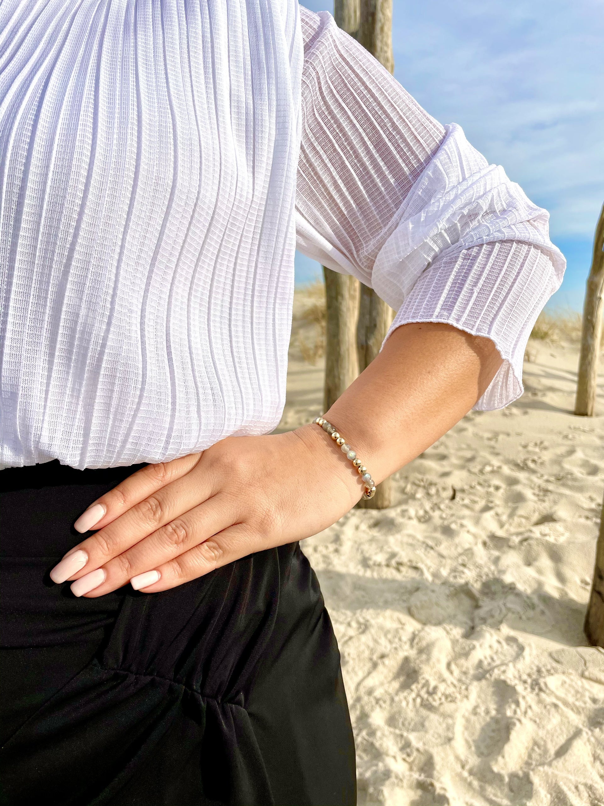 Labradorite Power Gem Gold Bubble Bracelet
