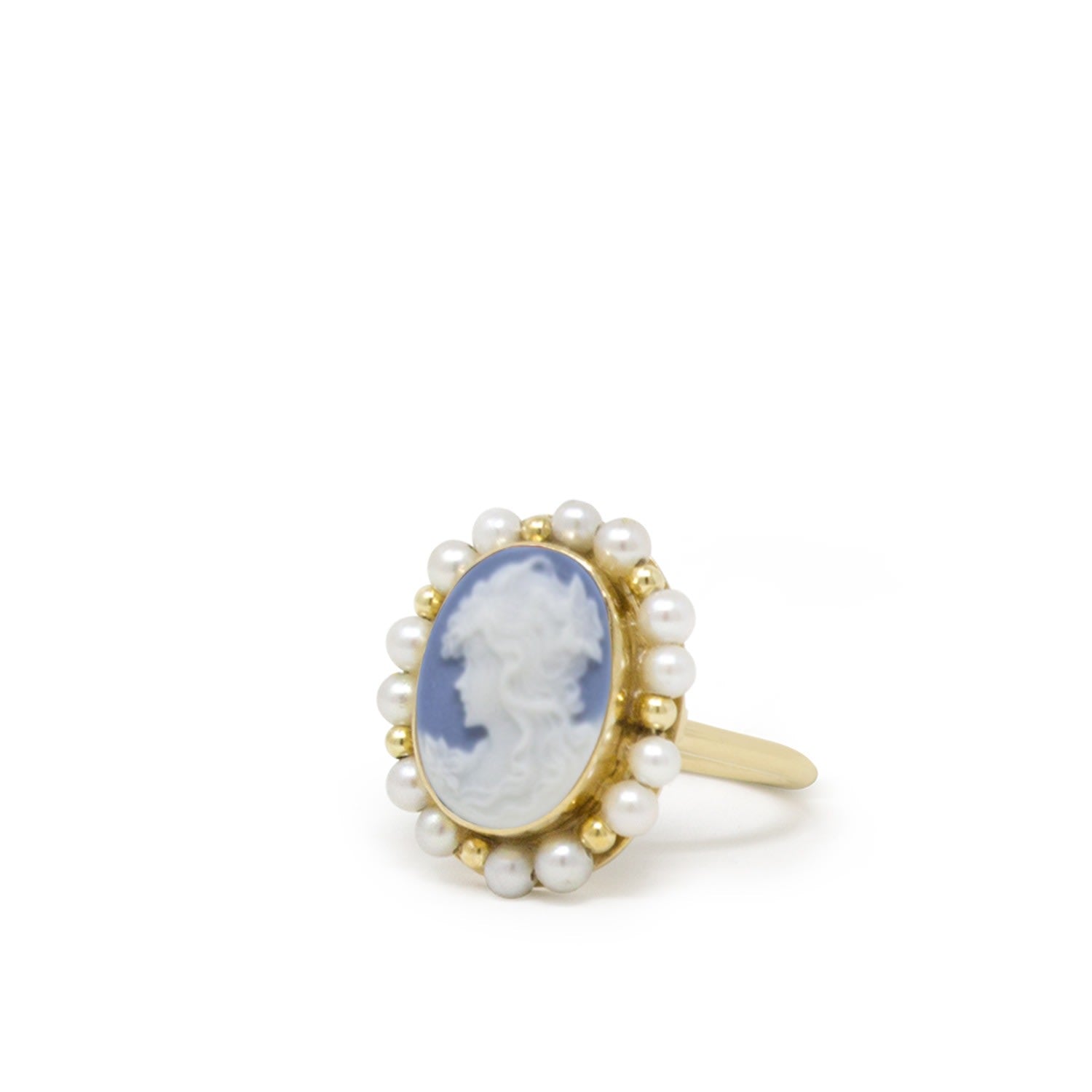 Little Lovelies Gold-Plated Sky Blue Pearl Ring