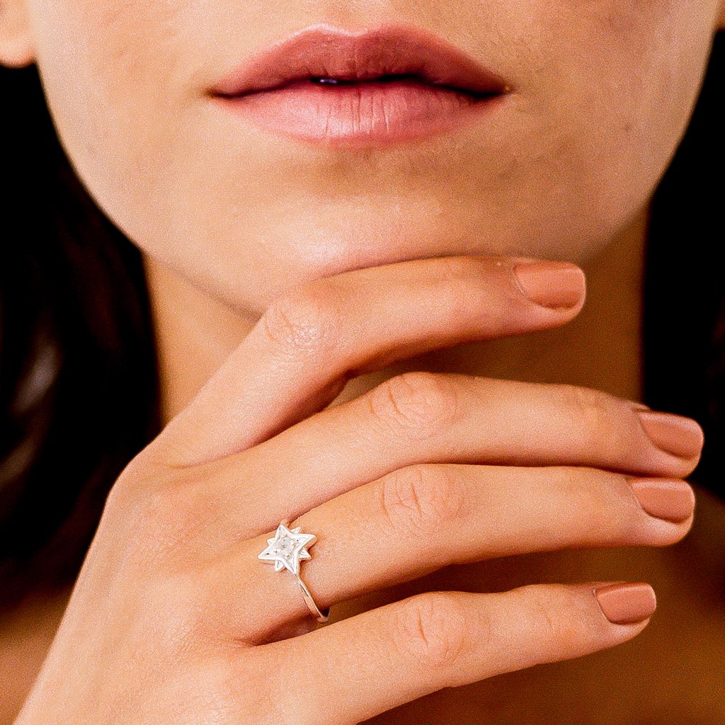 Guiding North Star Silver Ring - Moonstone