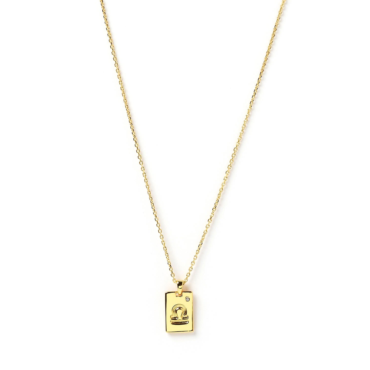 Libra Zodiac Gold Tag Necklace