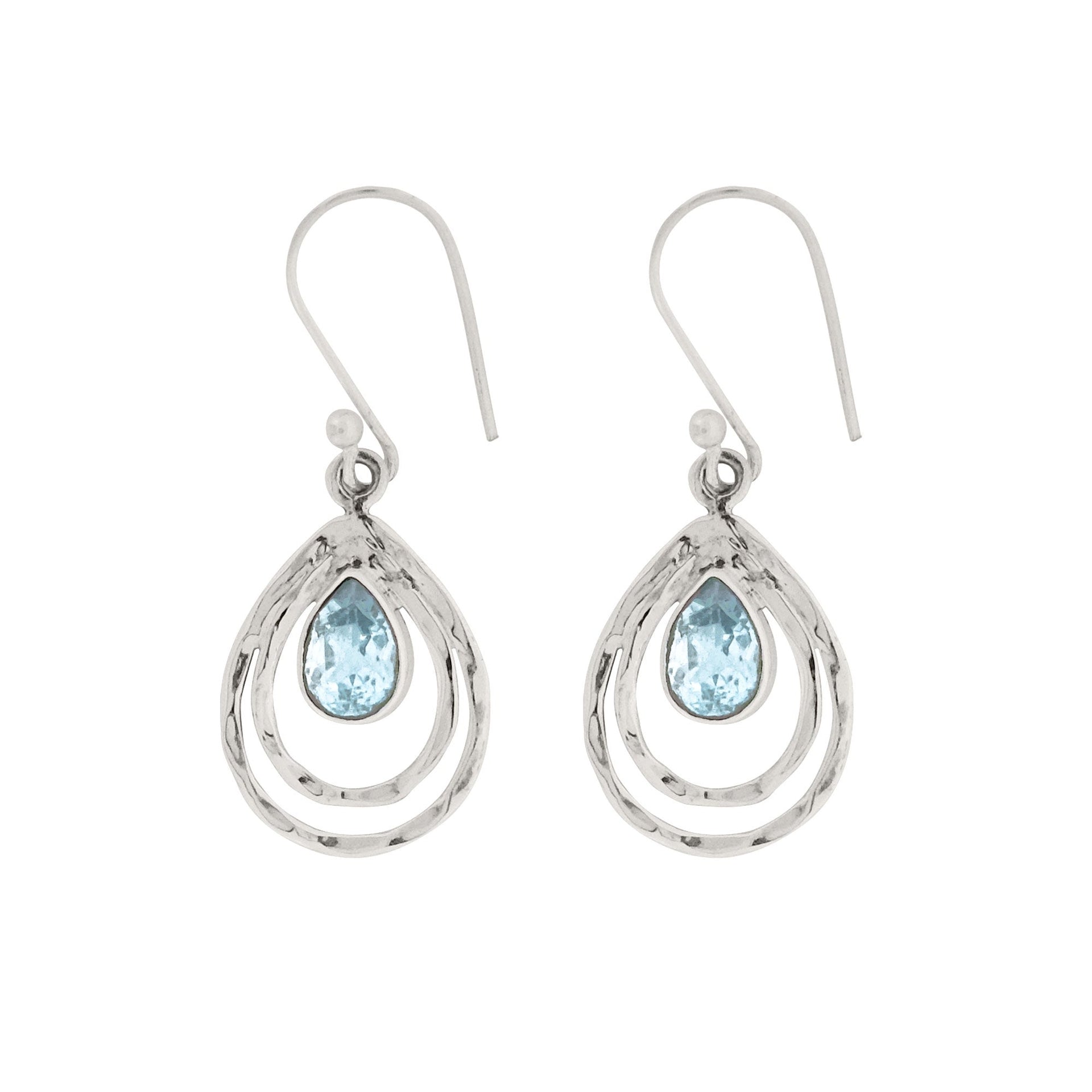 Infinity Universe Silver Drop Earrings - Blue Topaz