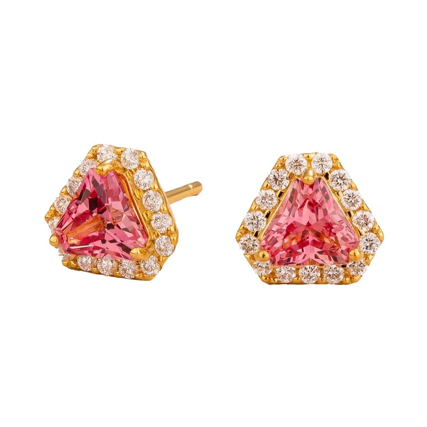 Diana Gold Earrings With Padparadscha Sapphires And Diamonds