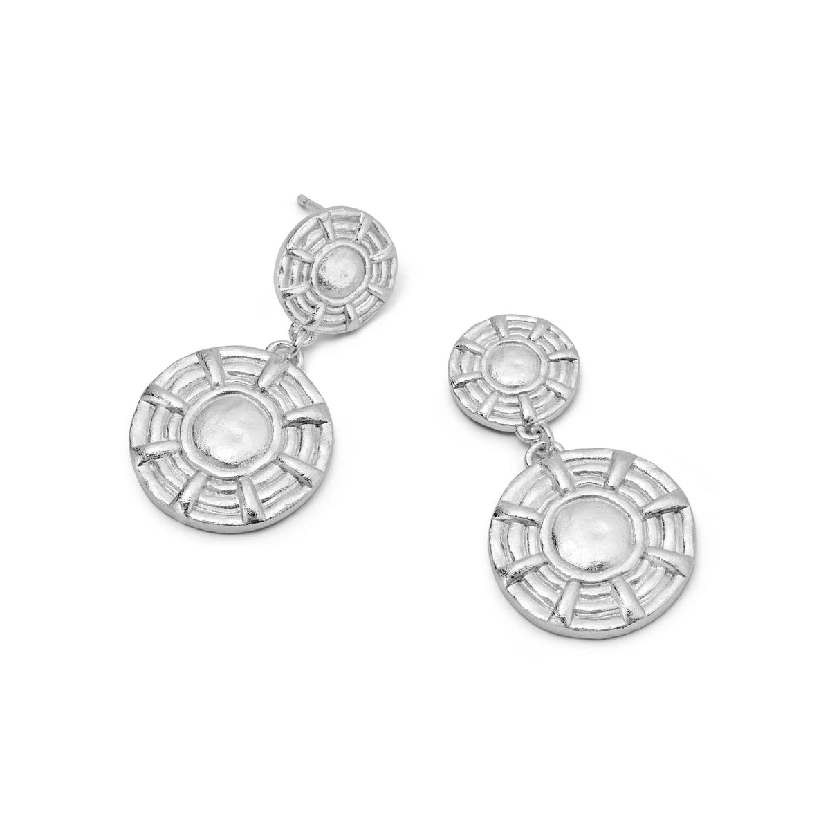 Apollo Double Drop Earrings Silver Plate