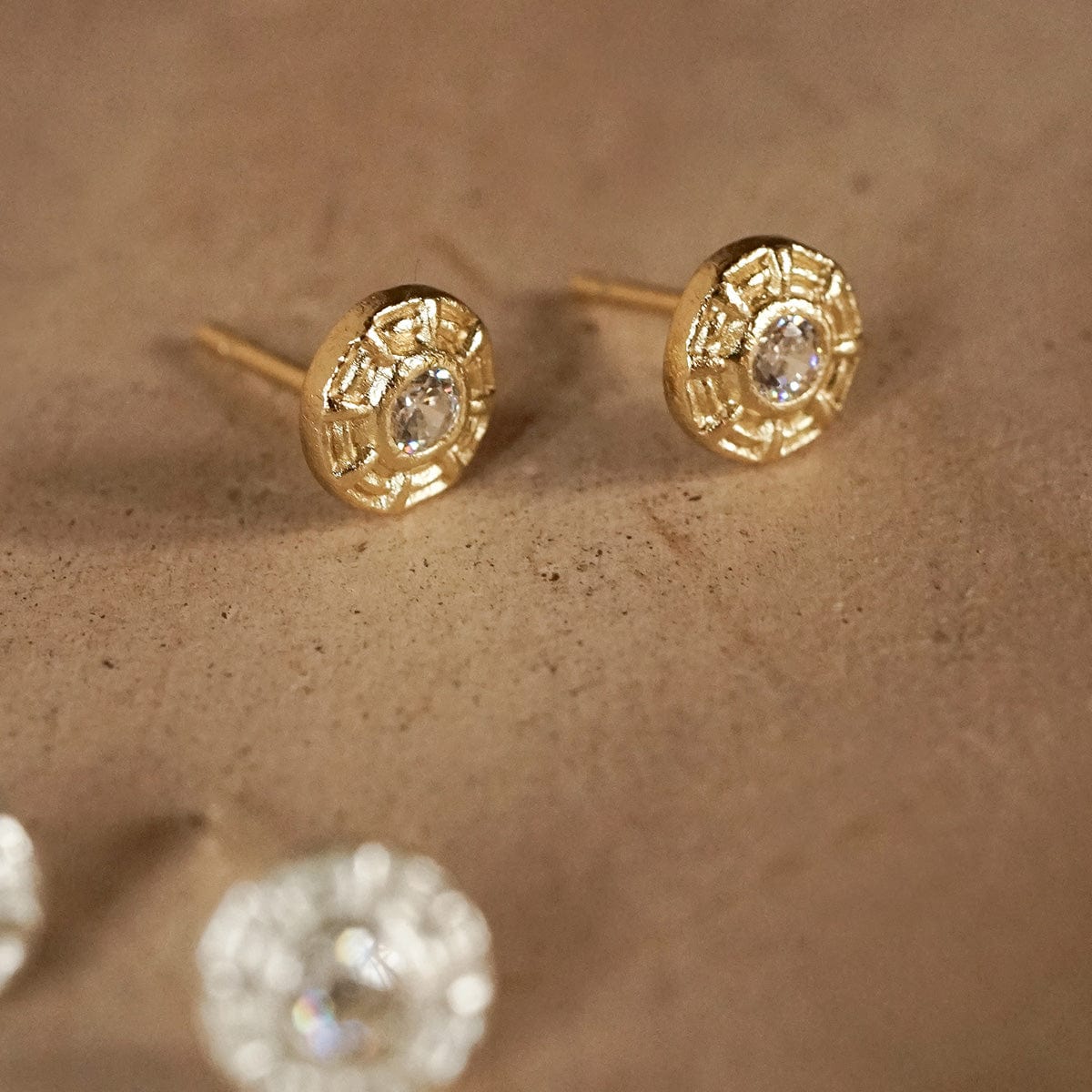 Apollo Sparkle Stud Earrings 18ct Gold Plate