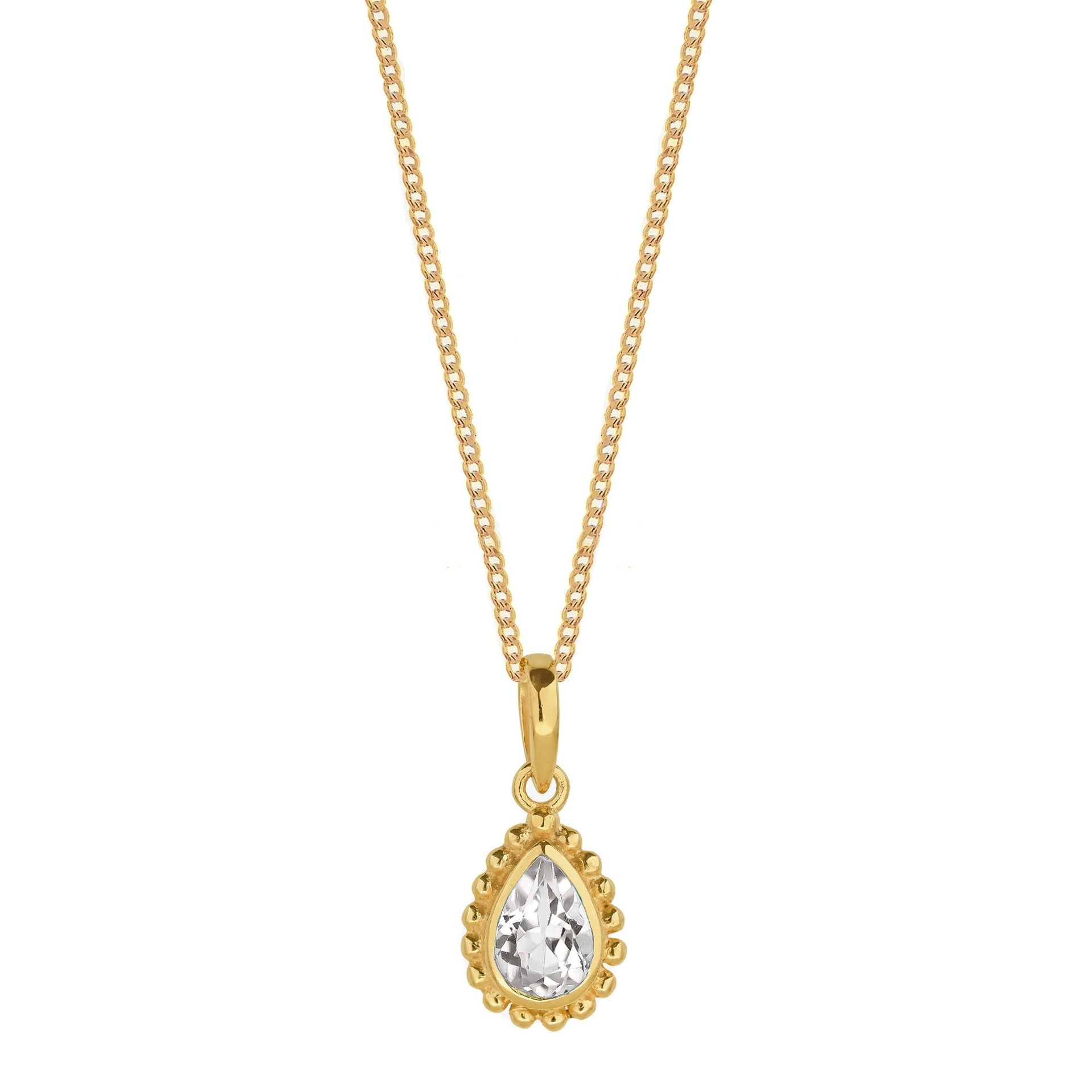 April Birthstone Gold Necklace - White Topaz