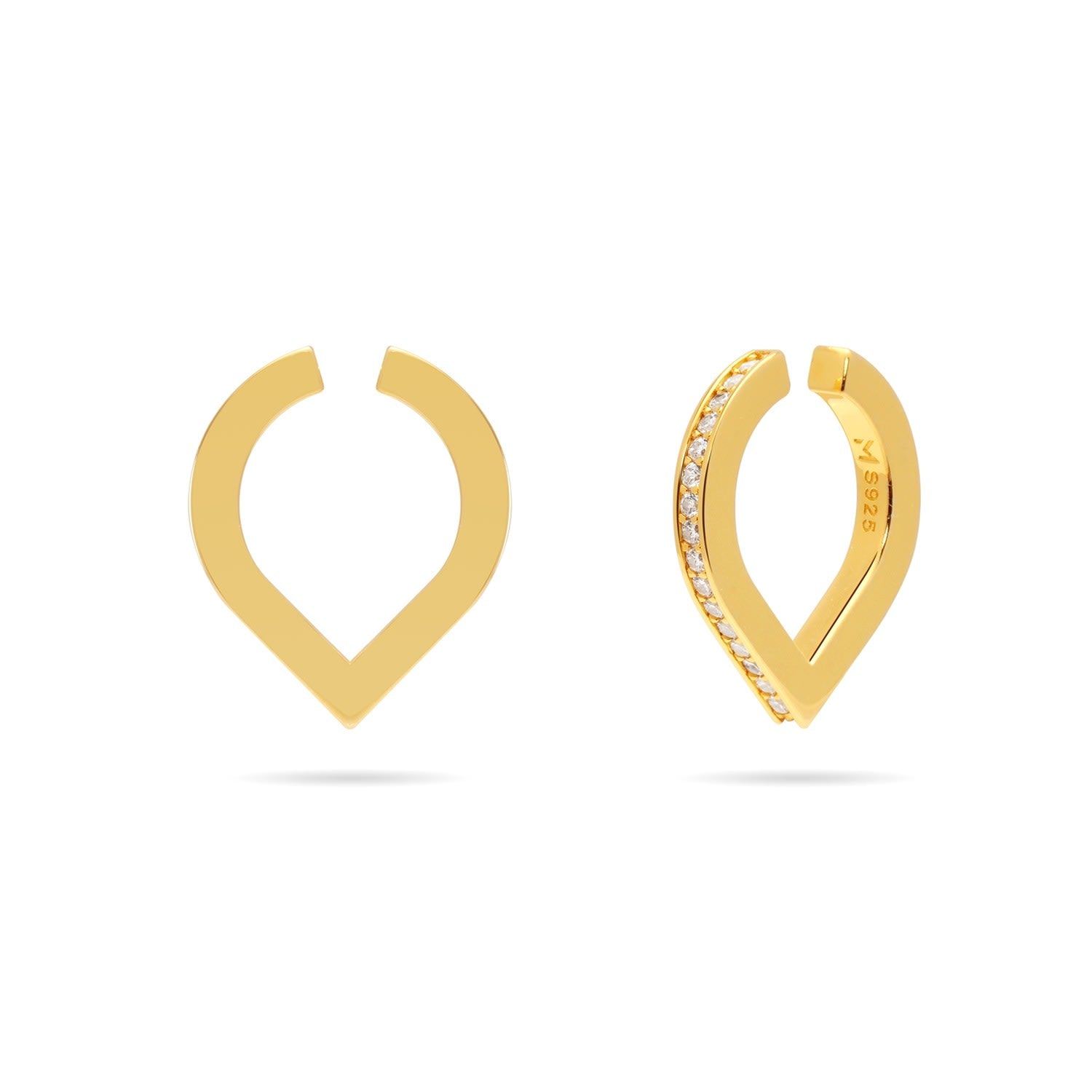 Waterdrop Ear Cuff With Pave Cz - Gold