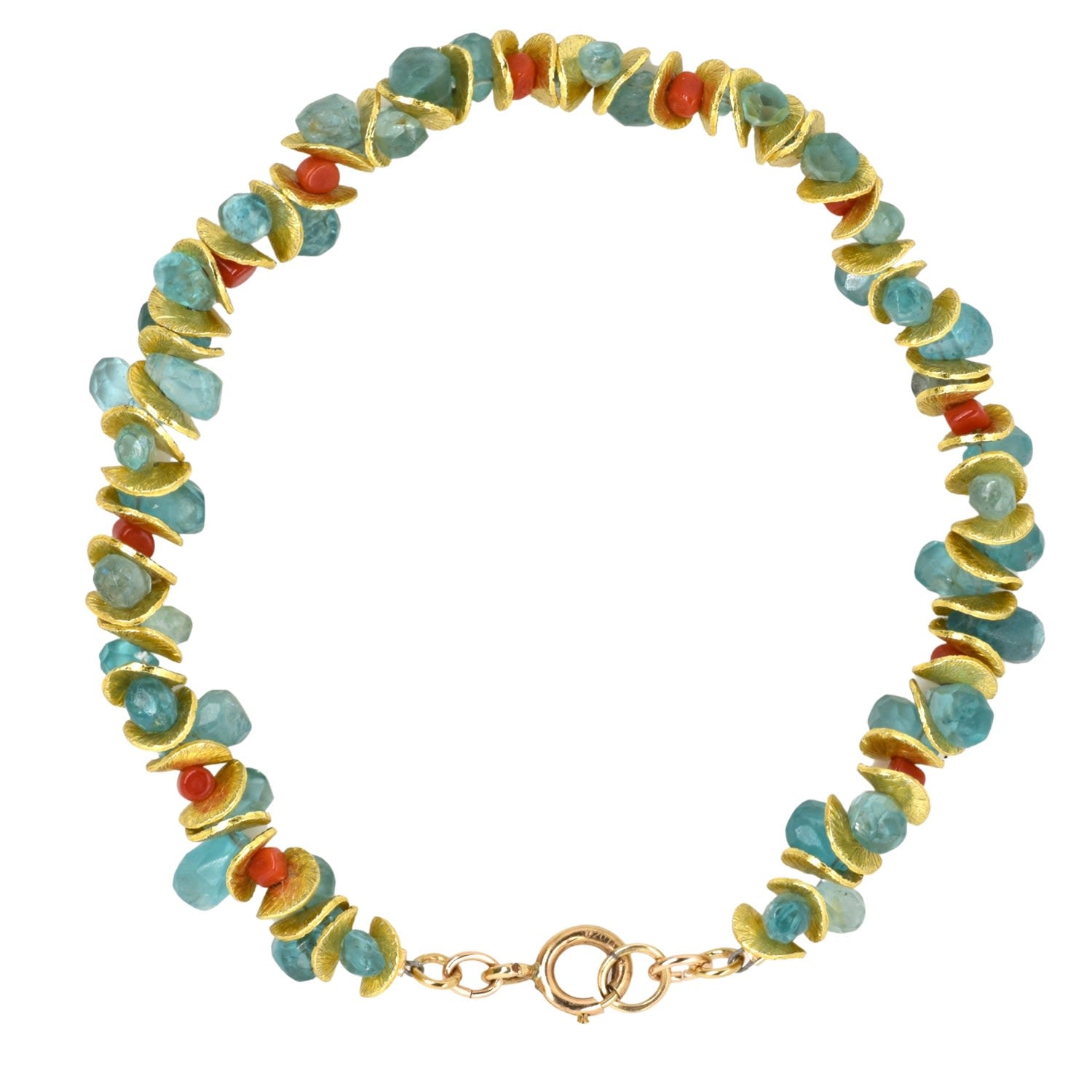 Aqua Apatite & Coral Gold Signature Bracelet