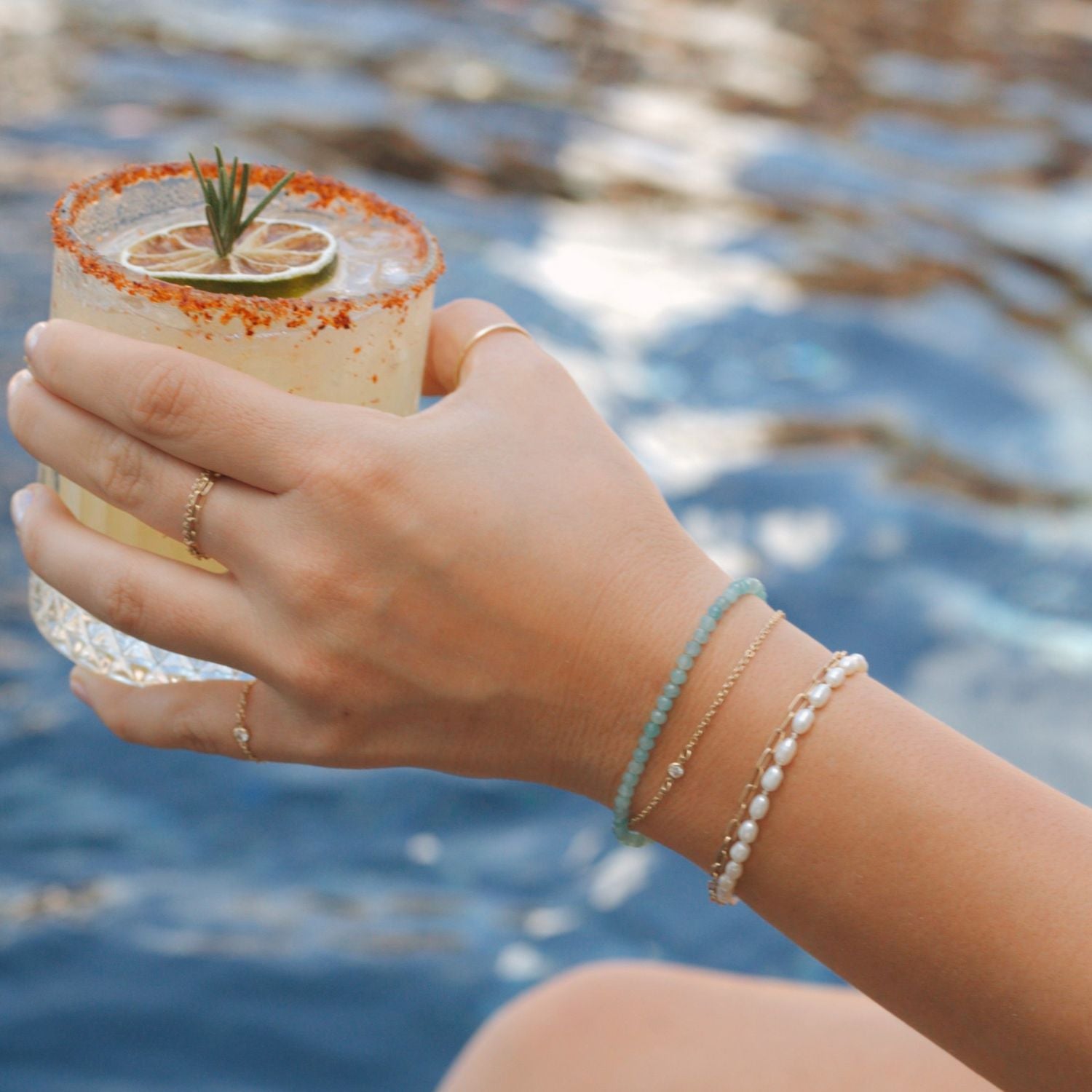 Aqua Blue Amazonite Stone Bracelet