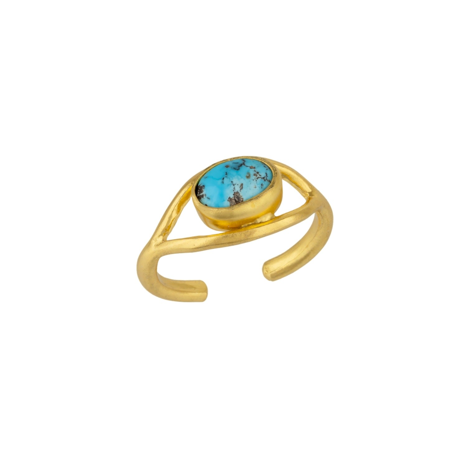 Aqua Swirl Elegance Turquoise Gold Wave Ring