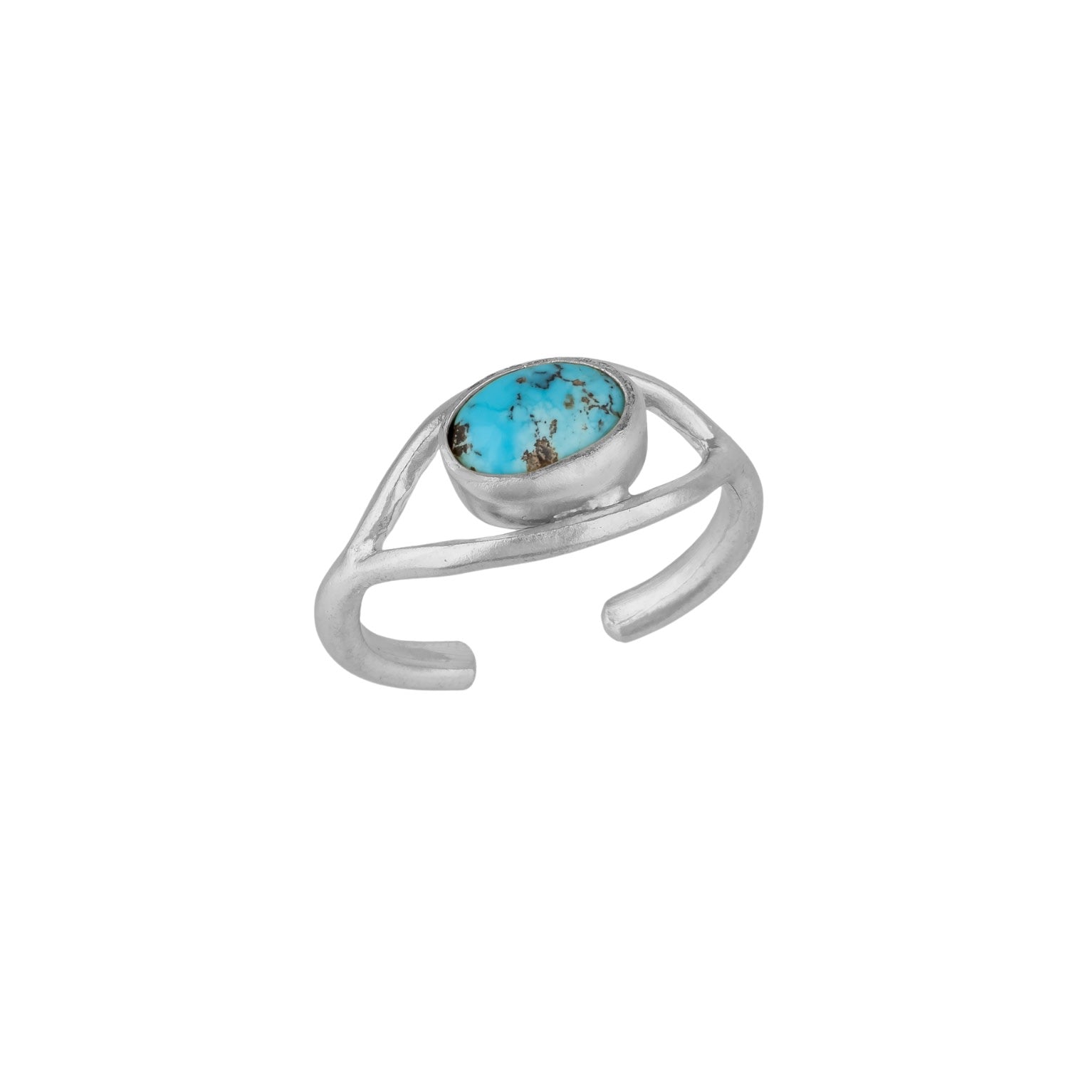 Aqua Swirl Elegance Turquoise Silver Wave Ring