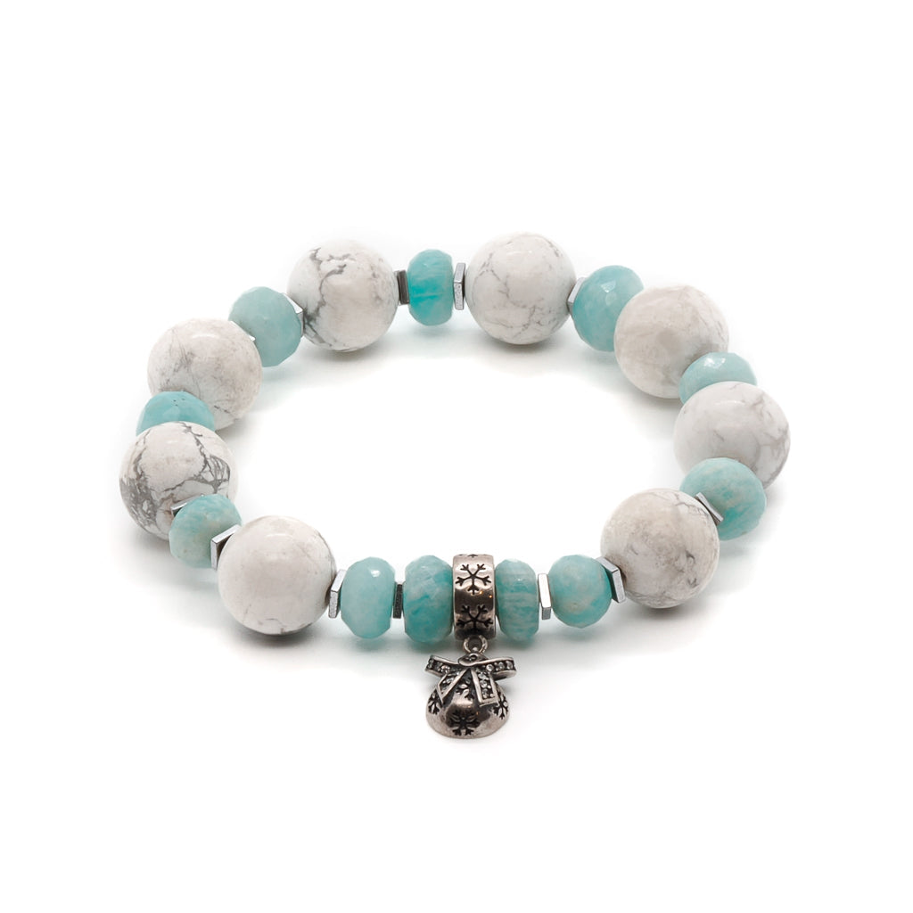 Aquamarine Christmas Beaded Bracelet