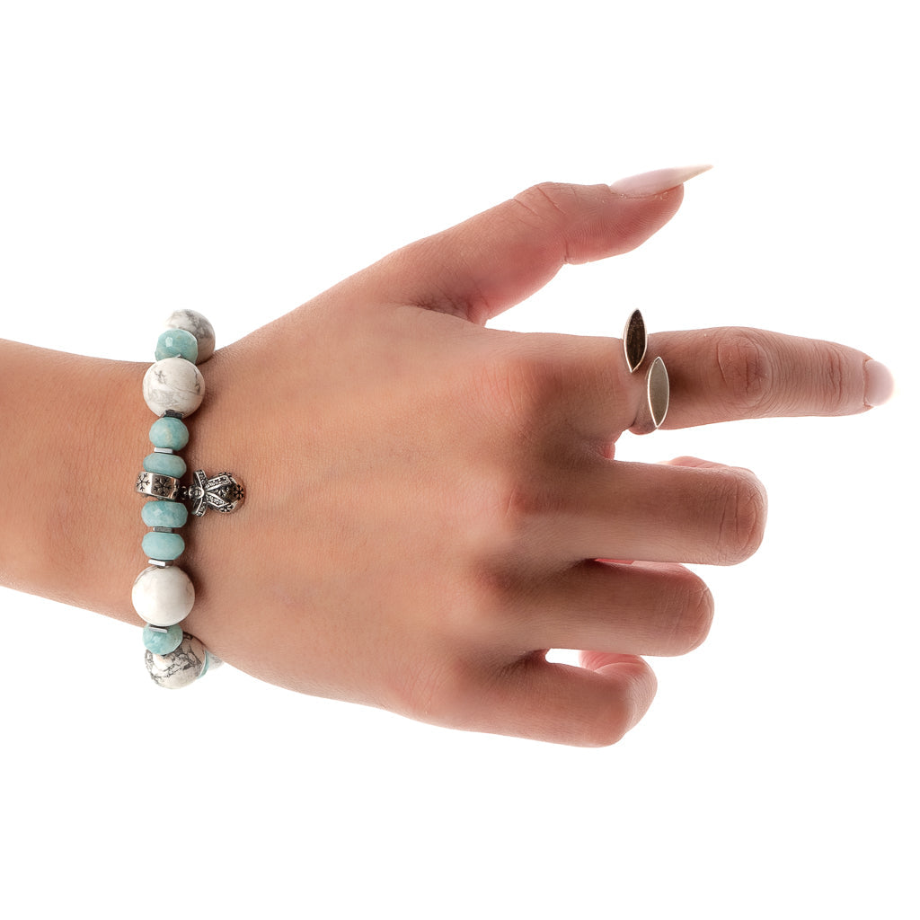 Aquamarine Christmas Beaded Bracelet