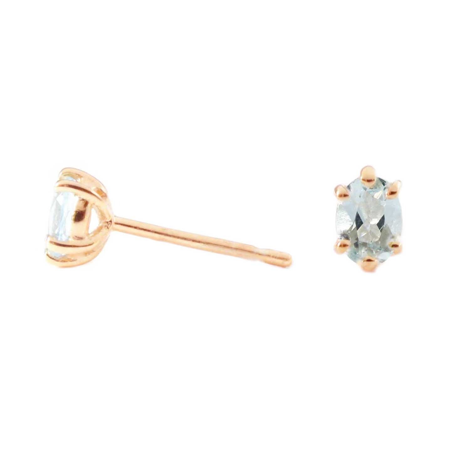 Aquamarine Earrings - Rose Gold