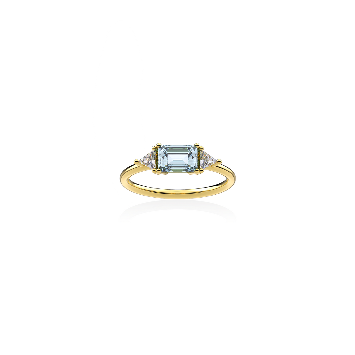 ART DECO TRILOGY AQUAMARINE RING