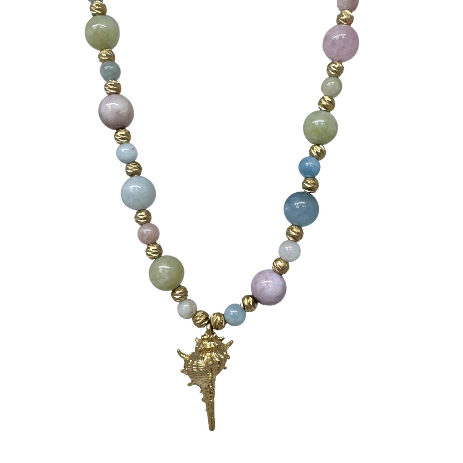 Aquamarine Heliodor Seashell Necklace