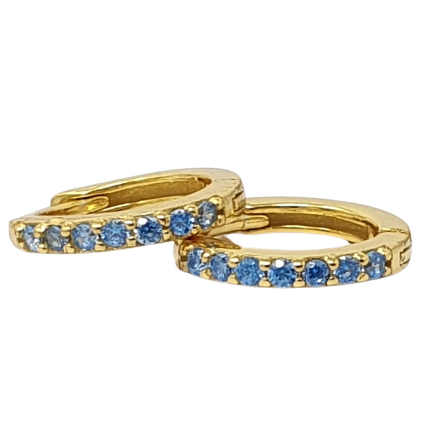 Aquamarine March Birthstone Small Huggie Hoop Earrings