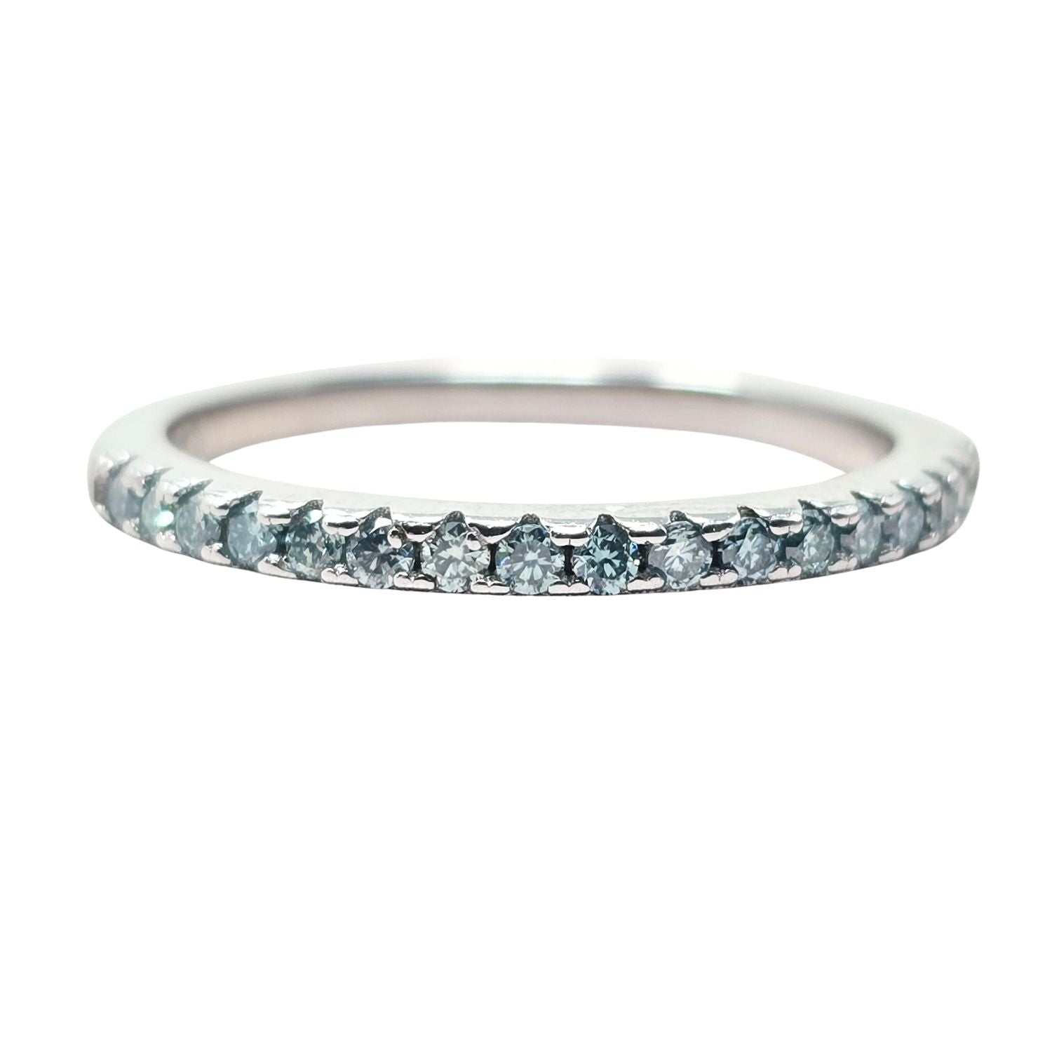 Aquamarine Moissanite Crystal Sterling Silver Ring