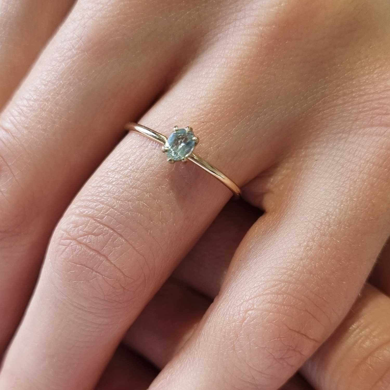 Aquamarine Ring - Rose Gold