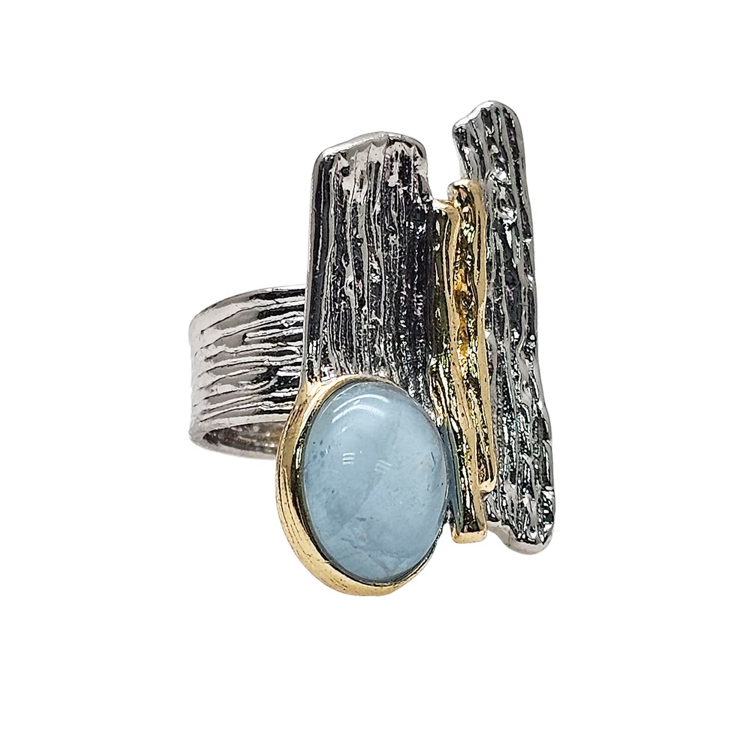 Aquamarine Stone Setting Platinum Statement Ring