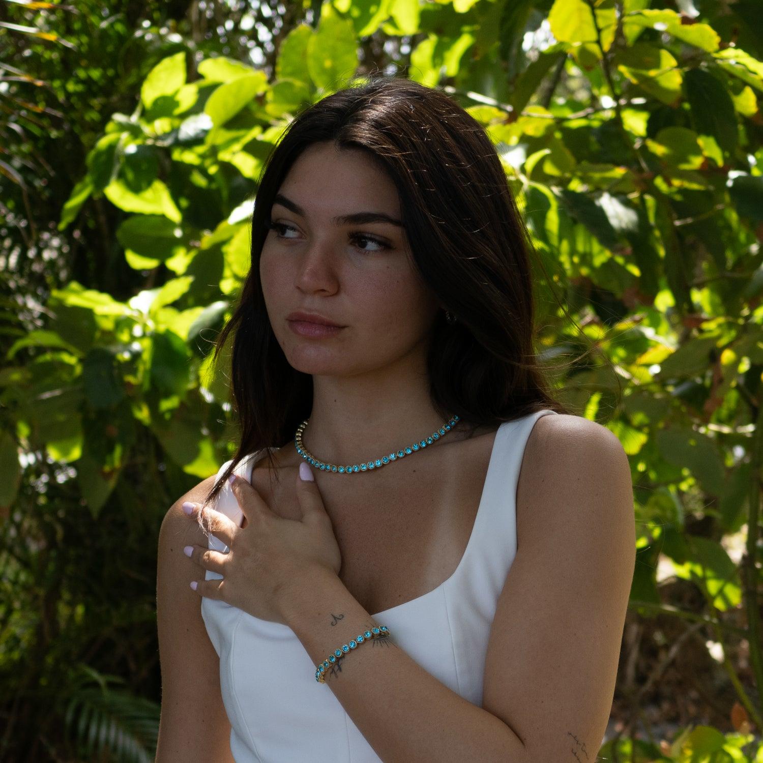 Aquamarine Tennis Mystic Bracelet - Turquoise