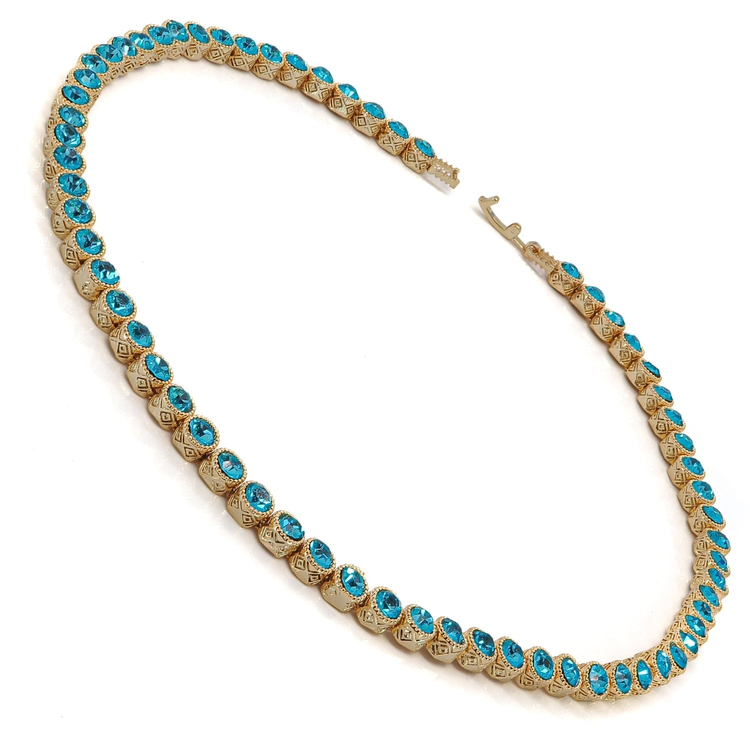 Aquamarine Tennis Mystic Necklace - Blue
