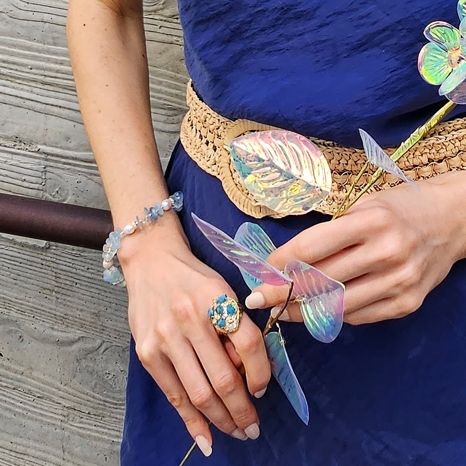 Aquamarine With Freshwater Pearls Bracelet