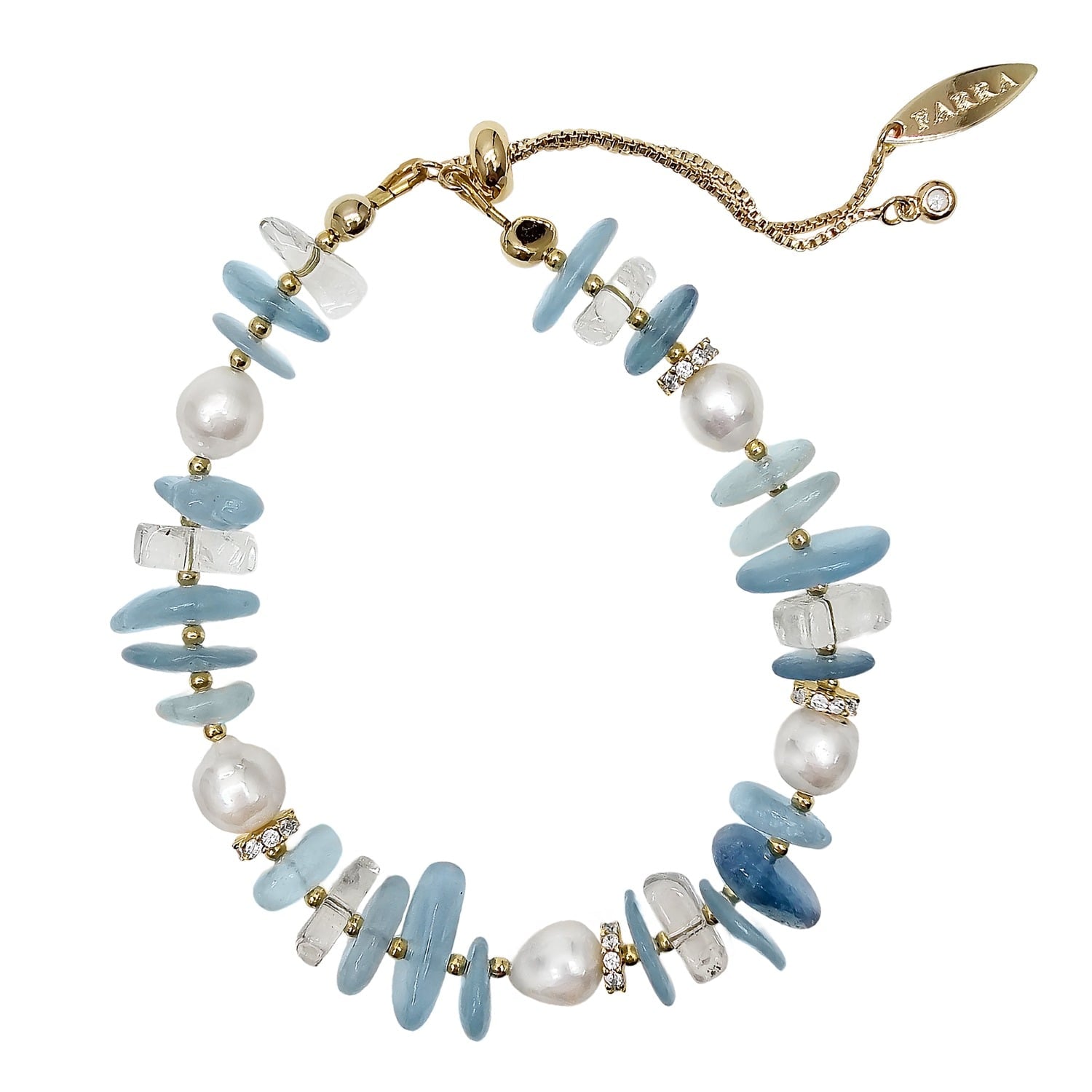 Aquamarine With Freshwater Pearls Bracelet