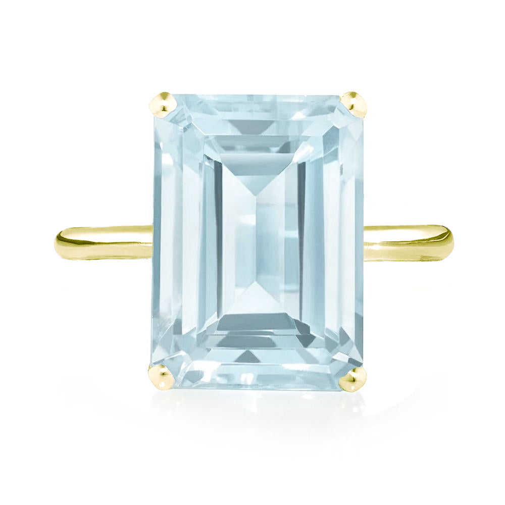 Yellow Gold Aquamarine Octagon Ring