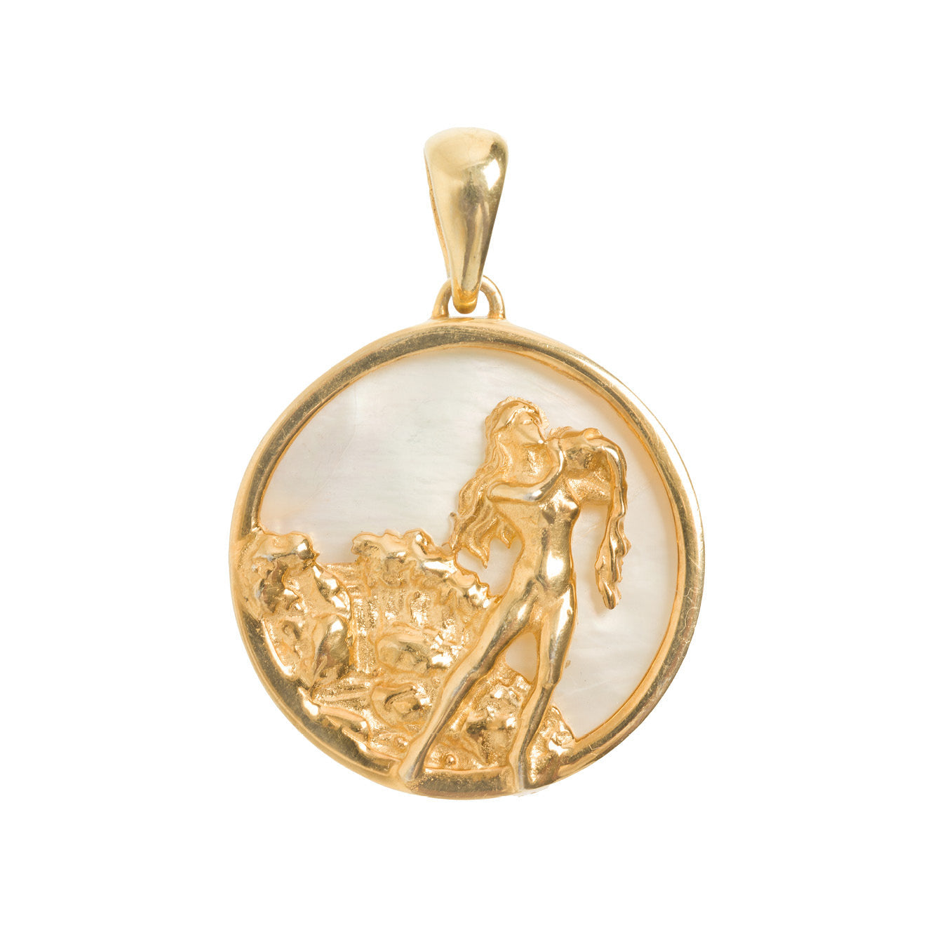 Aquarius, Gold Zodiac Pendant