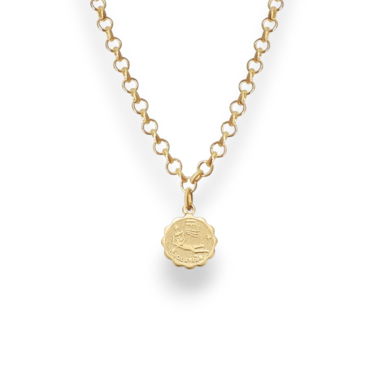 Aquarius Zodiac Mini Medallion Chain Necklace