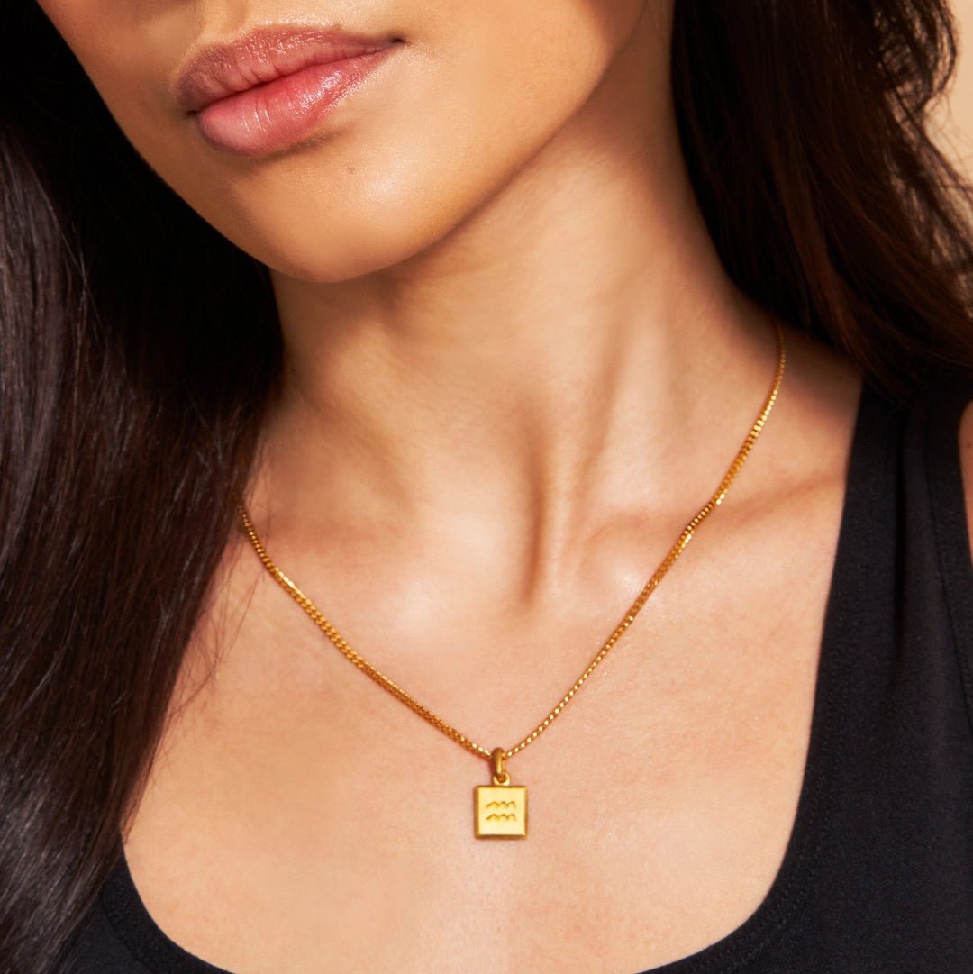 Gold Aquarius Zodiac Pendant
