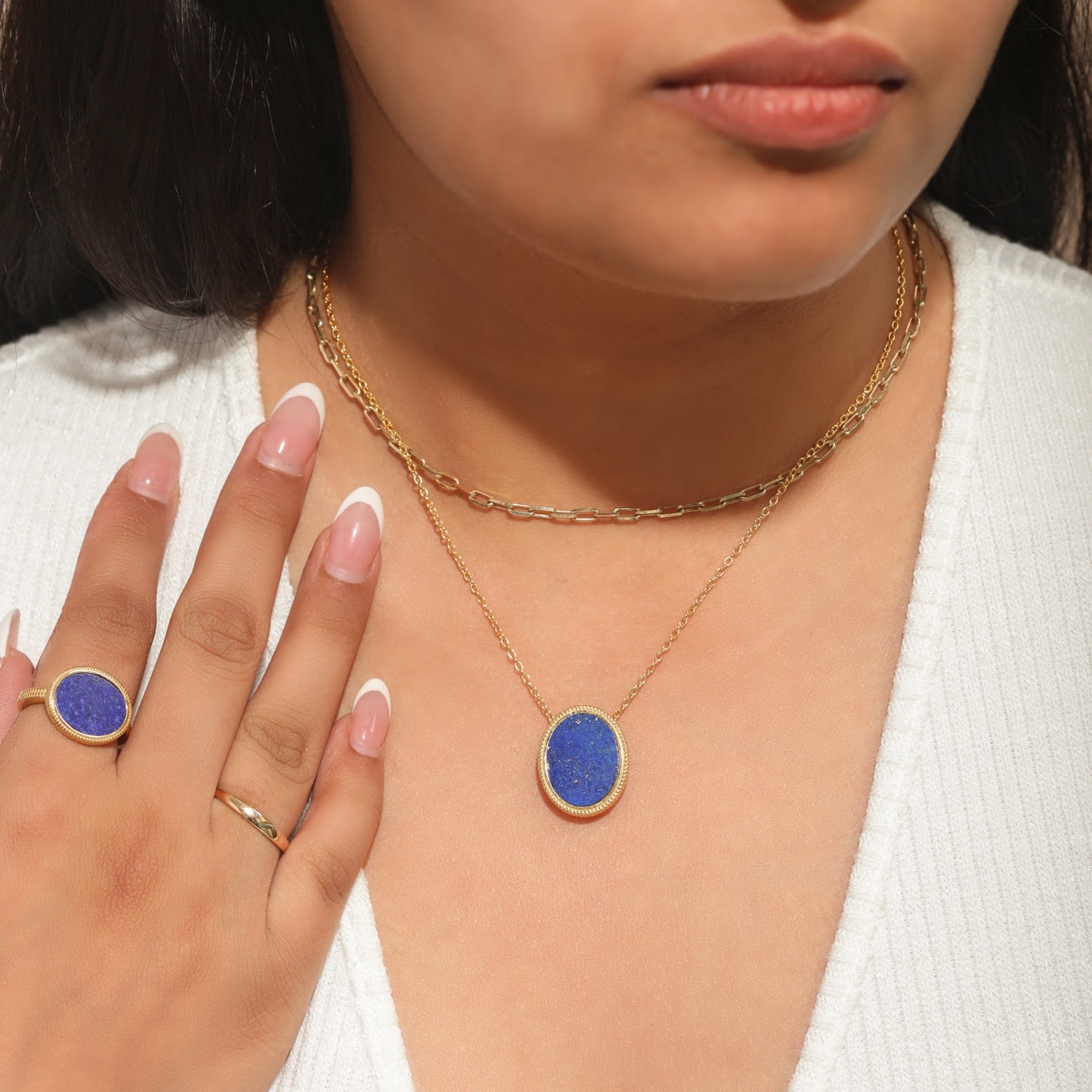 Ara Woven Lapis Pendant Chain