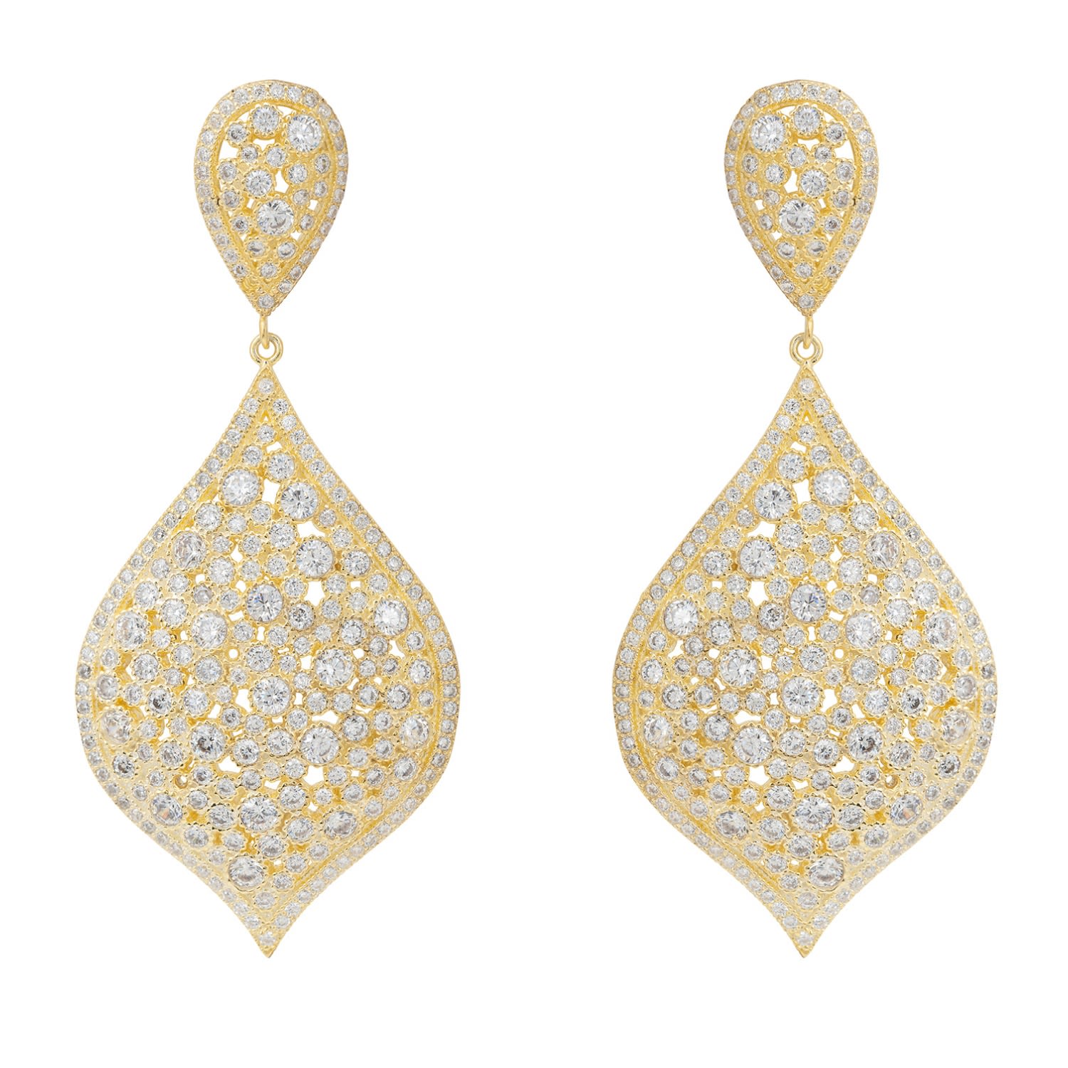 Arabian Nights Clip On Drop Earrings Gold White