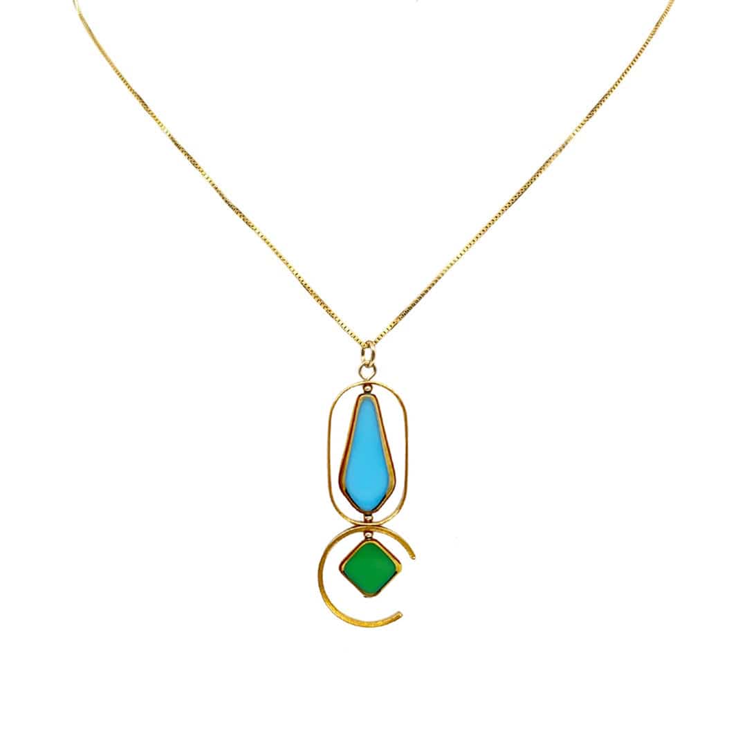 Blue And Green Art Deco Necklace