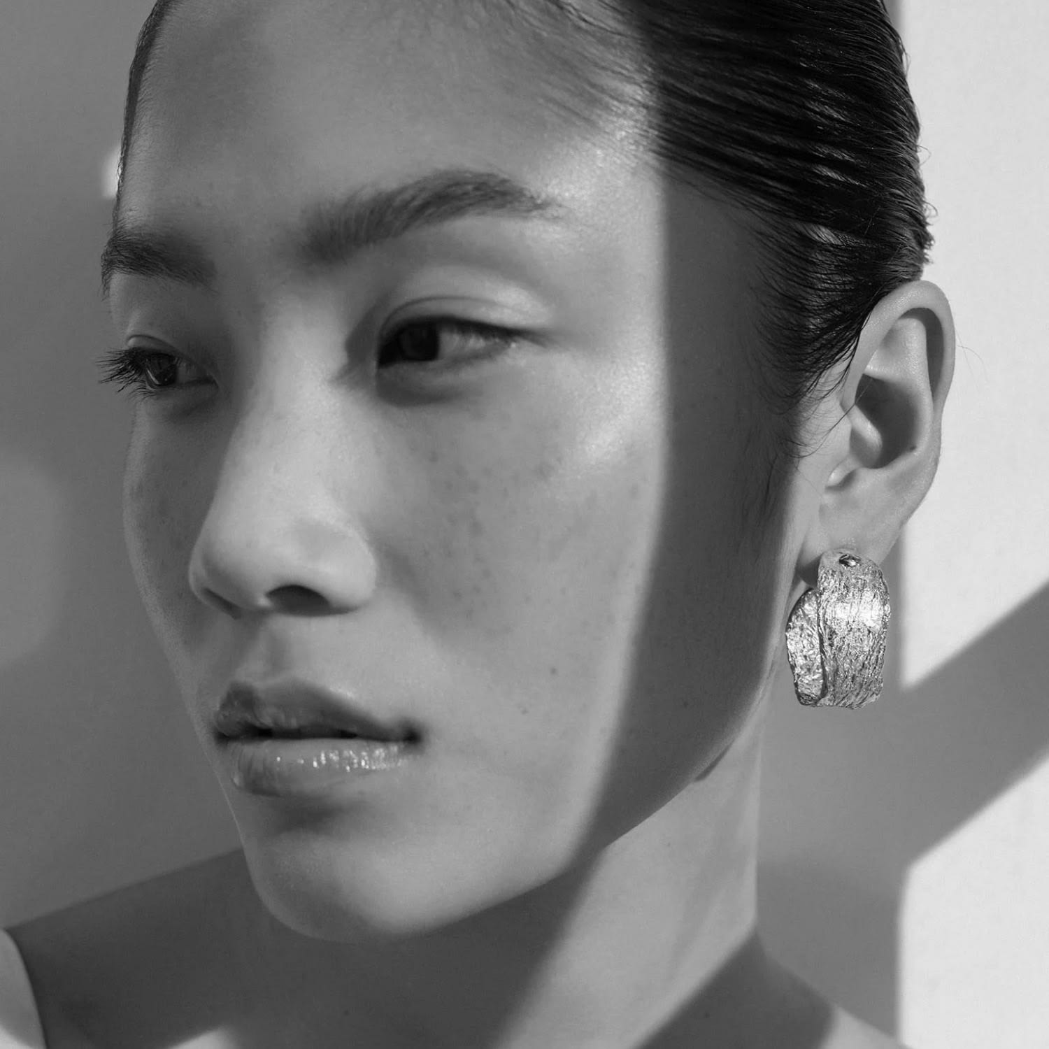 Archaic Chunky Hoop Earrings Silver