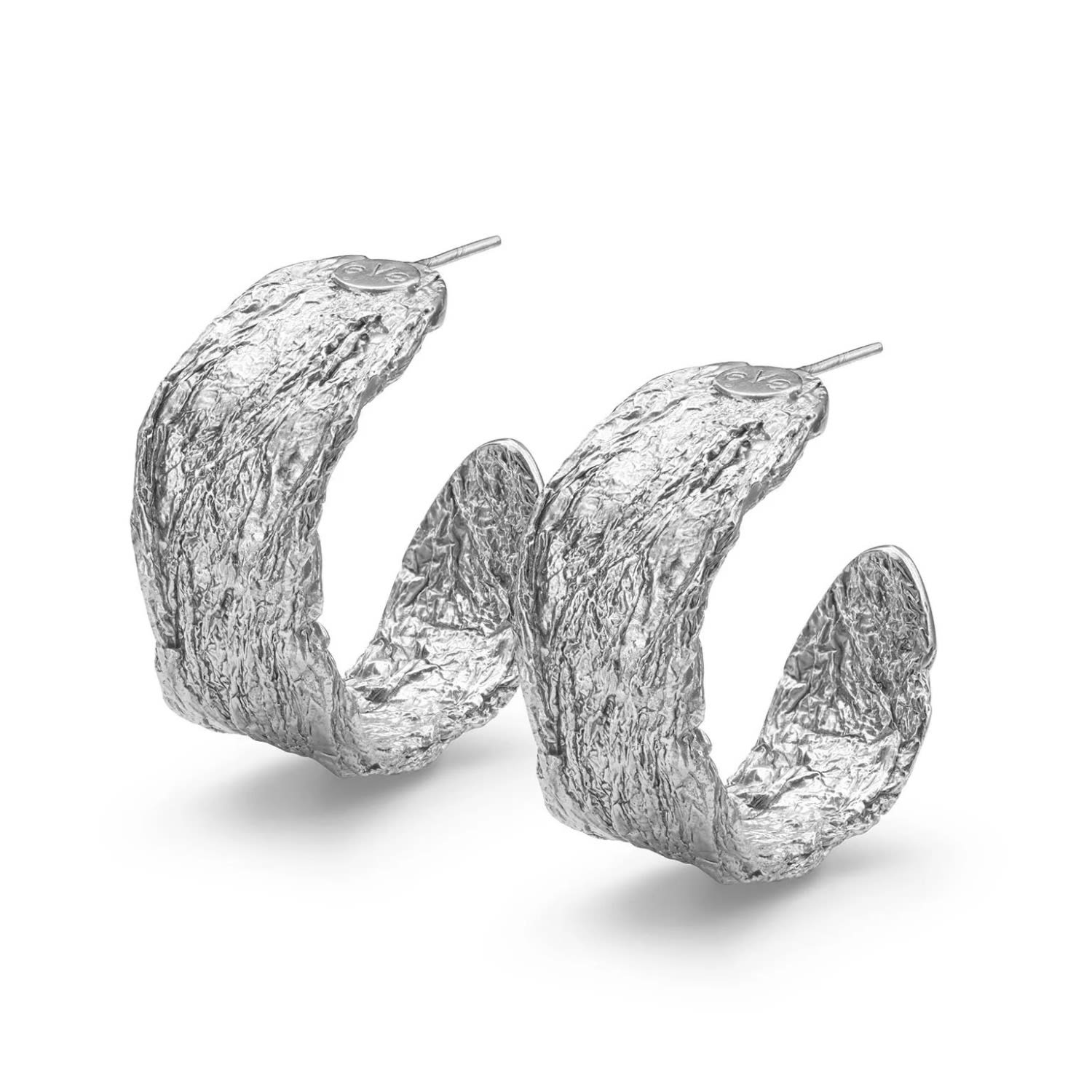 Archaic Chunky Hoop Earrings Silver