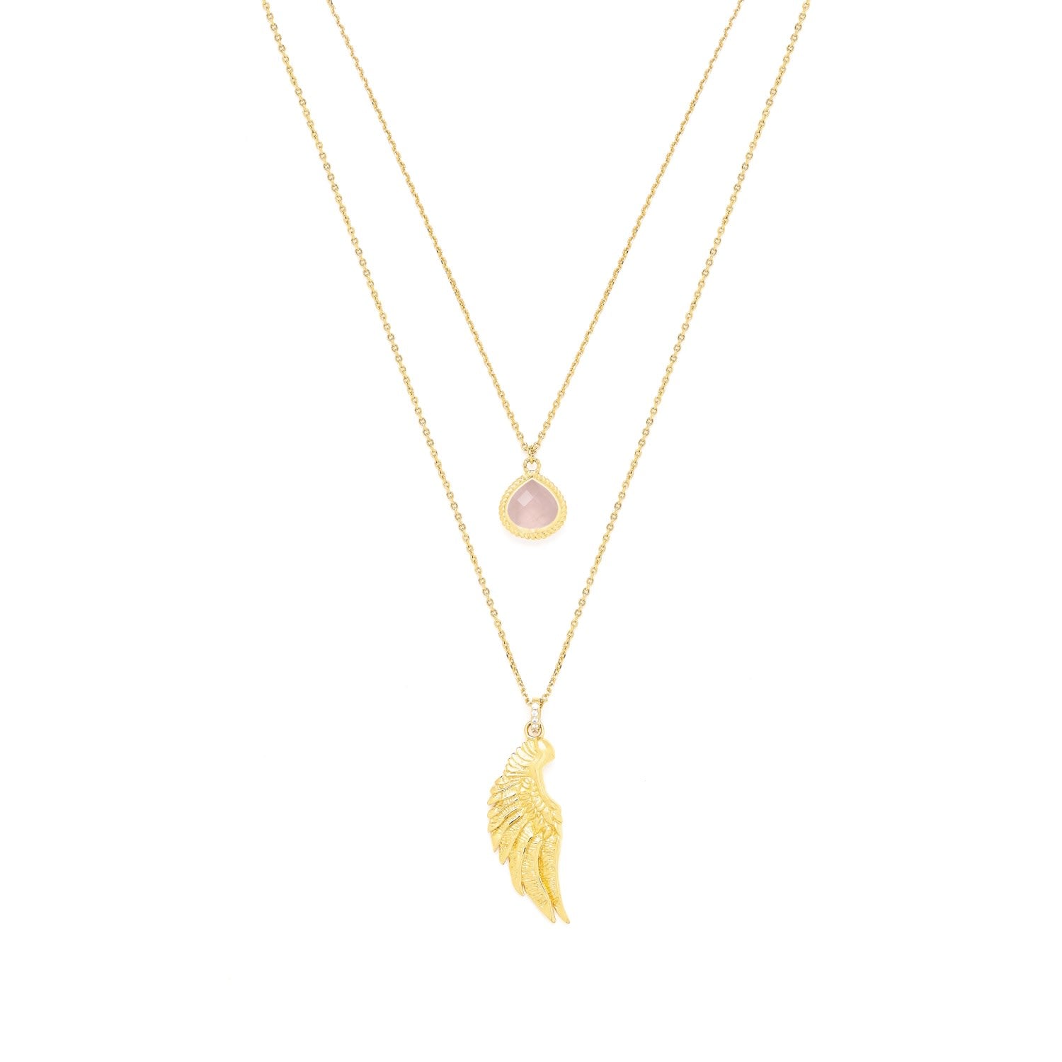 Archangel Chamuel, Angel Of Love Necklace, Rose Quartz, Gold Over Sterling Silver
