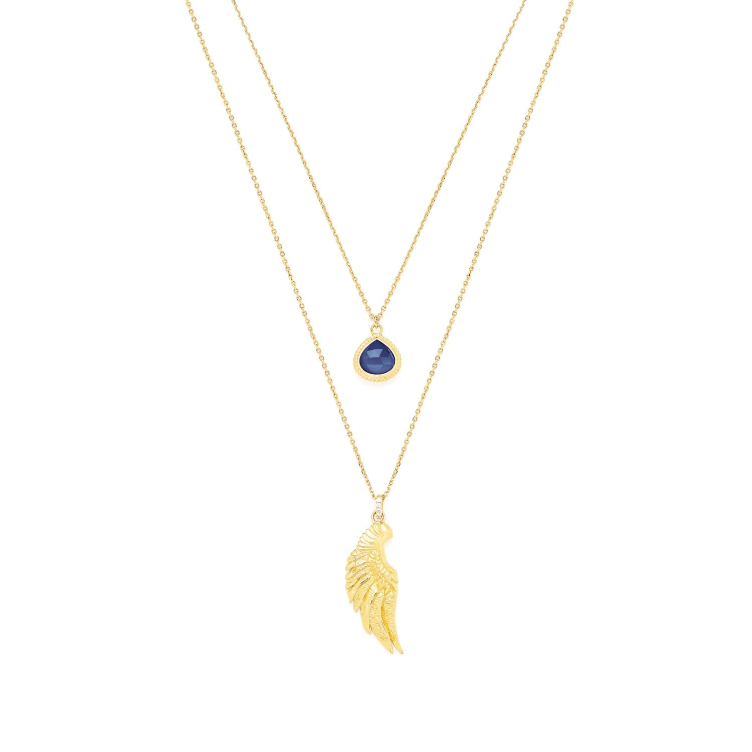 Archangel Michael Angel Of Protection Necklace, Lapis Lazuli, Gold Over Sterling Silver