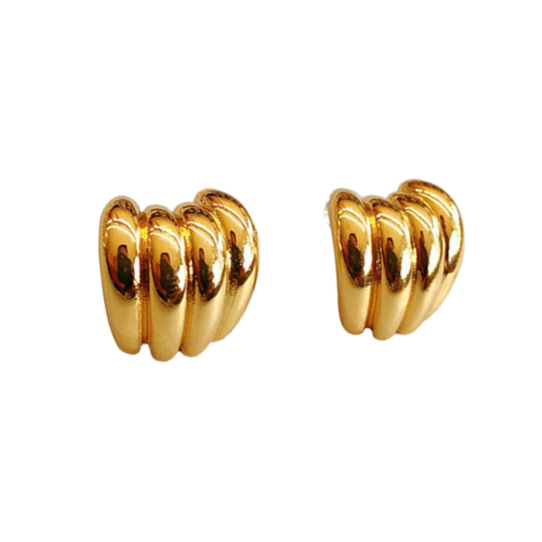 Gold Ribbed Earrings
