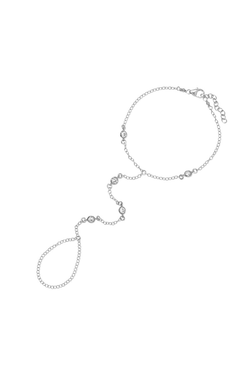Ariella Cz Gemstone Silver Hand Chain