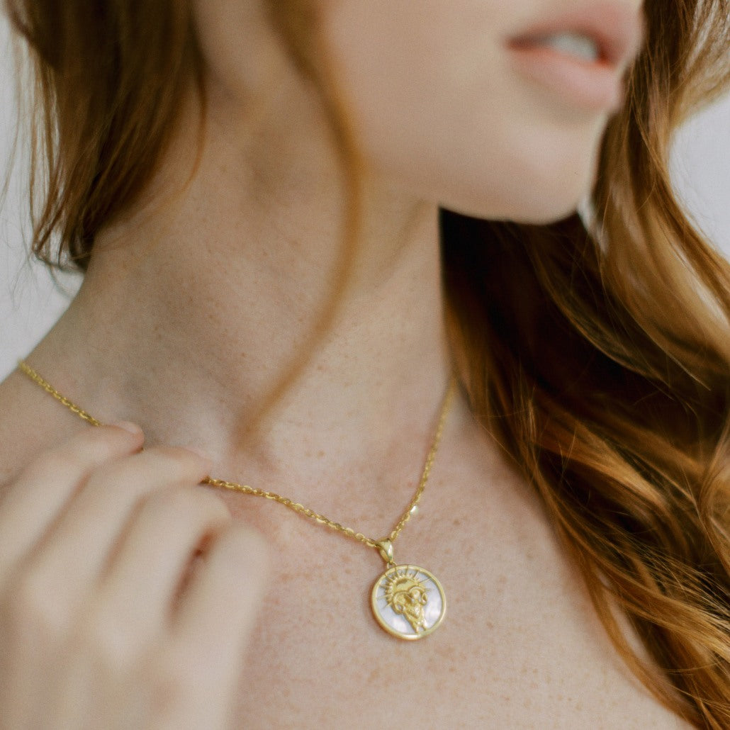 Aries, Gold Zodiac Necklace