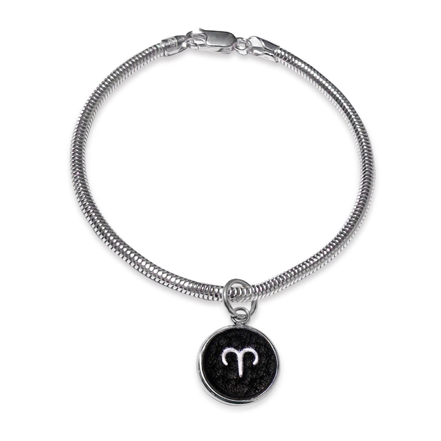Aries Zodiac Astrolab Leather & Sterling Silver Bracelet
