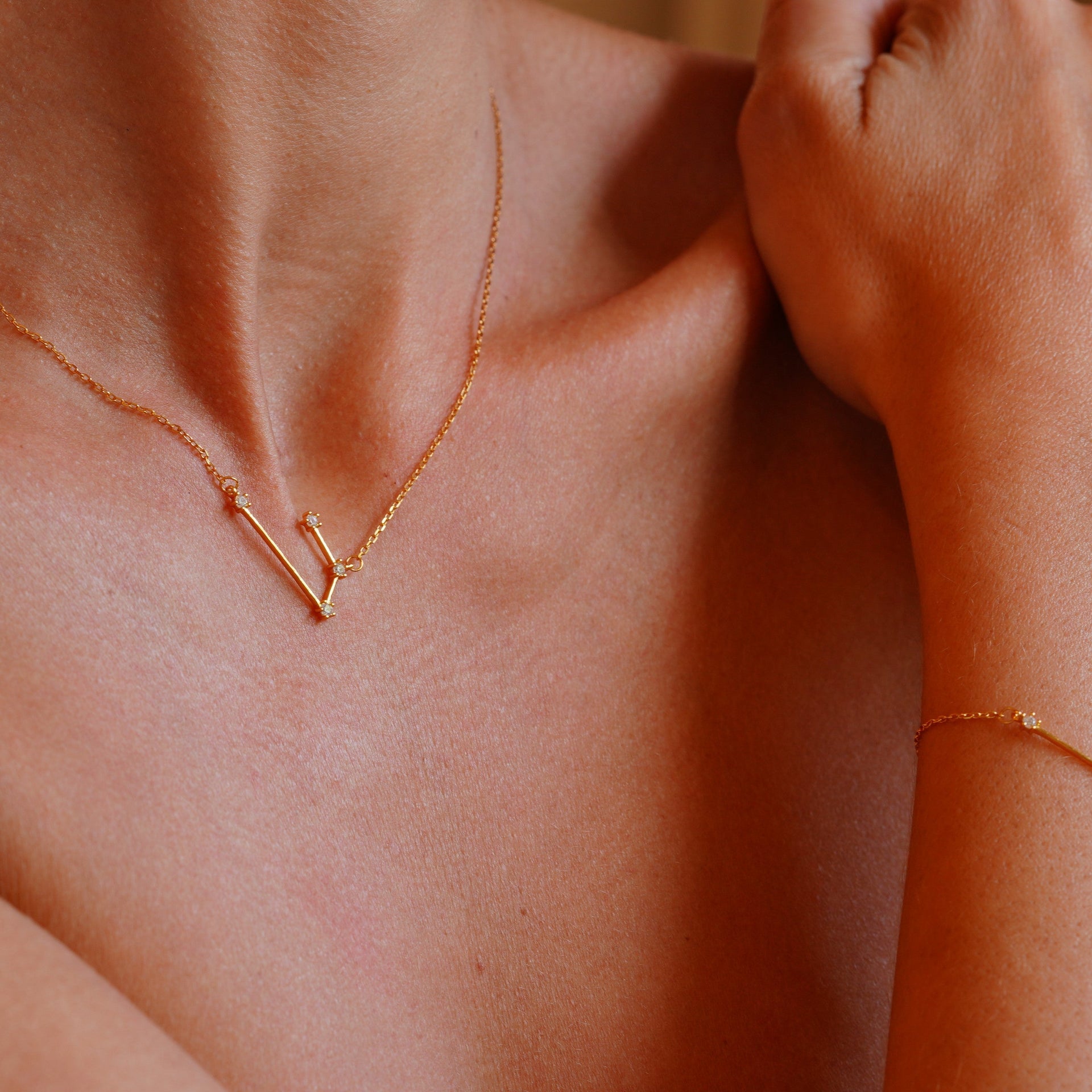 Aries Zodiac Constellation Necklace In Gold