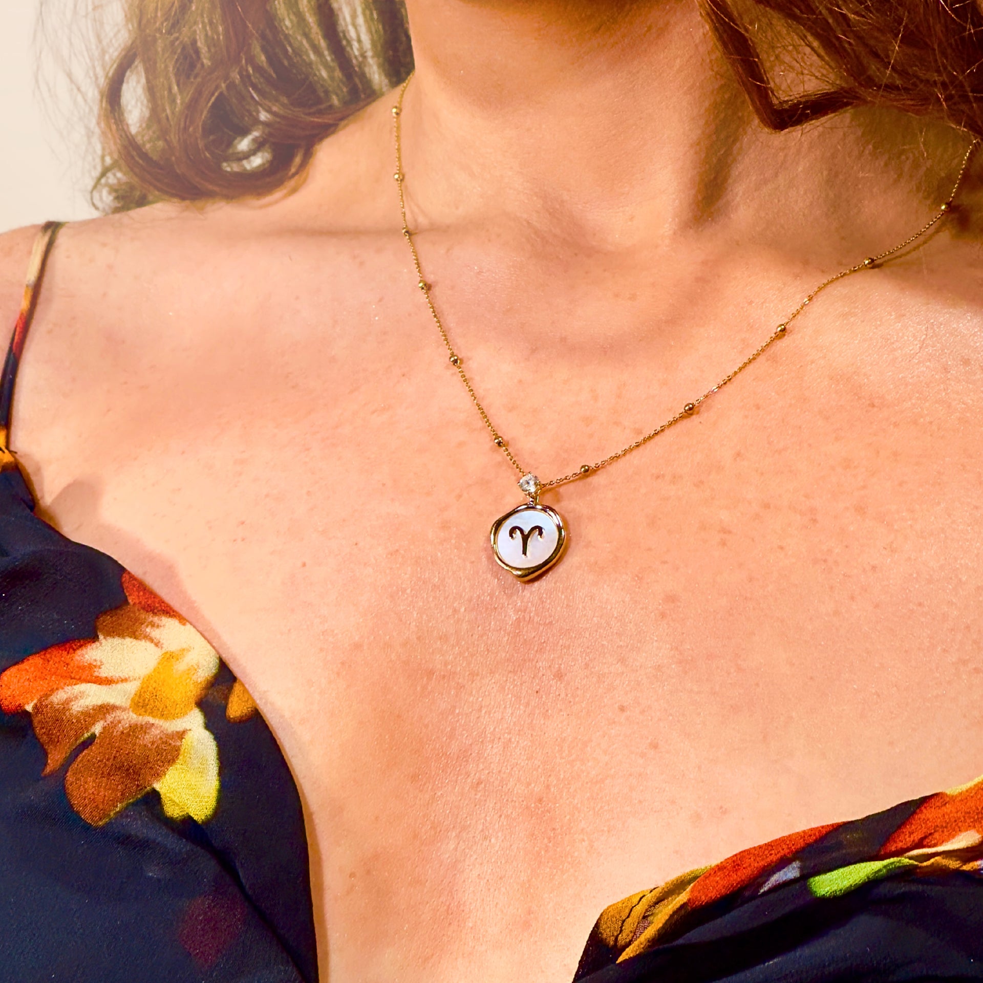 Aries Zodiac Necklace - Lab Grown Diamond Necklace In Gold Vermeil